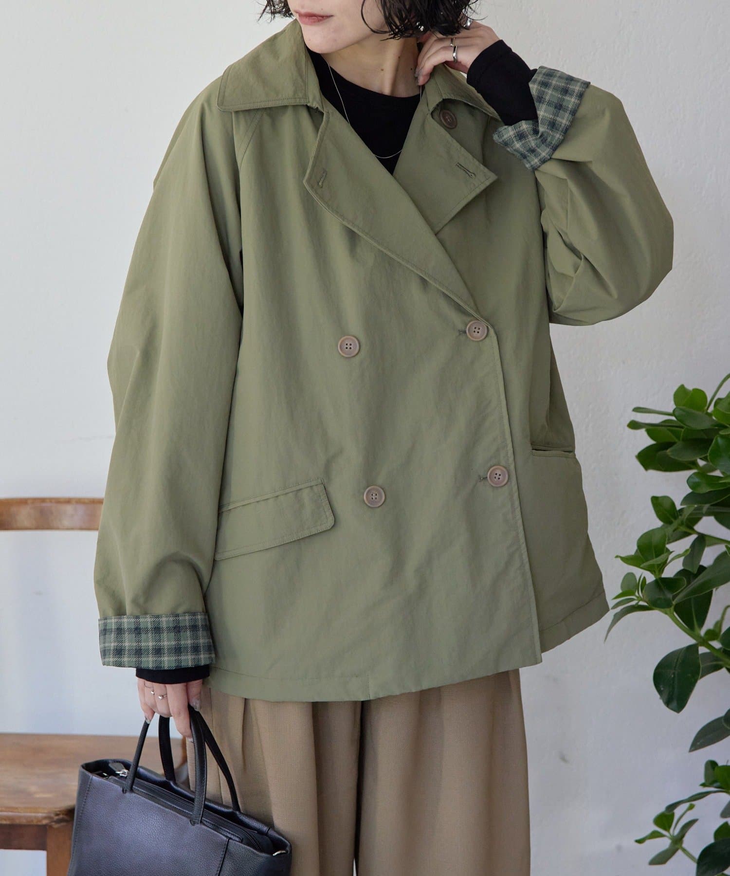 ear PAPILLONNER(イア パピヨネ) 《撥水/2way》sampo×earコラボリバーシブルハーフコート