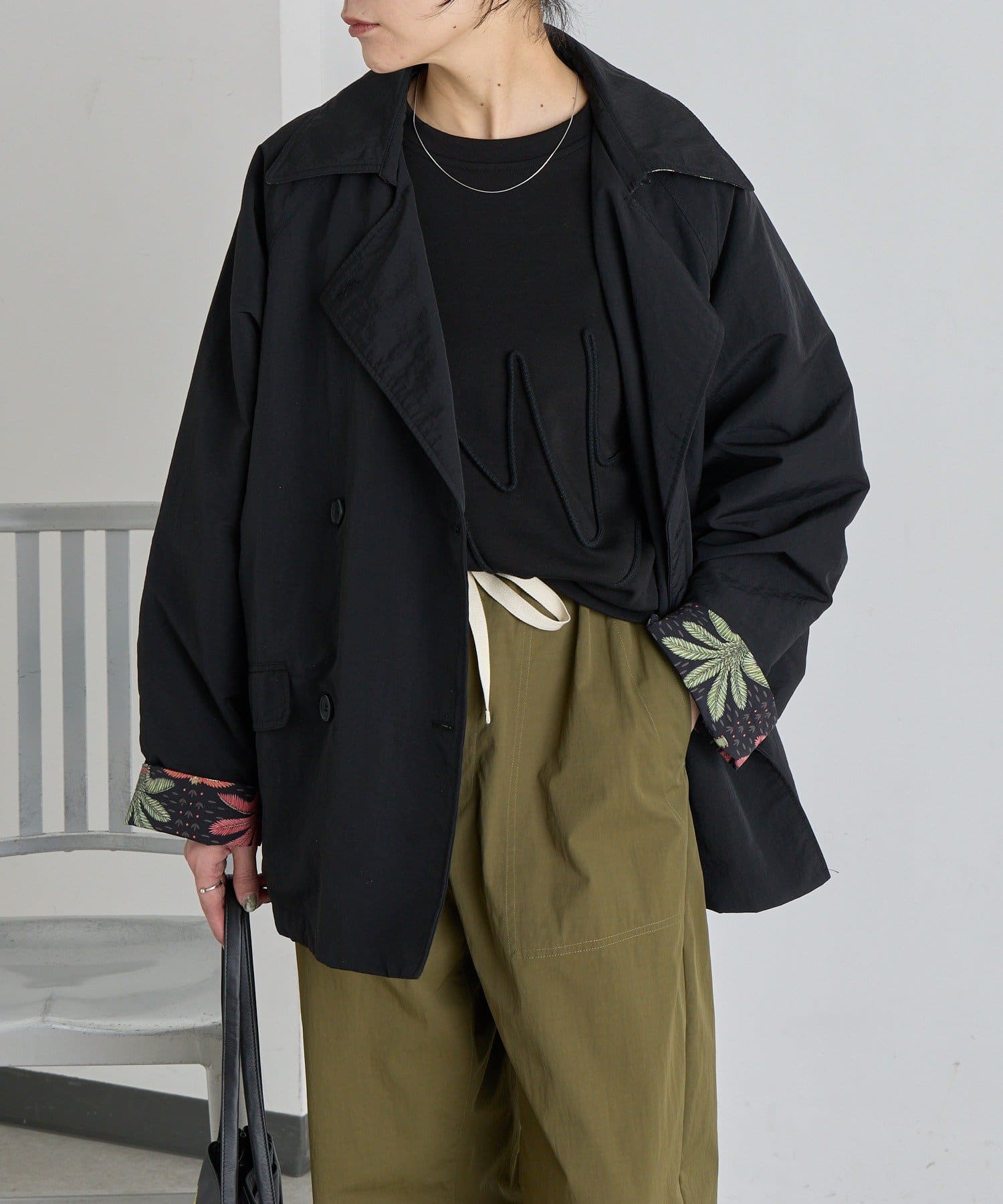 ear PAPILLONNER(イア パピヨネ) 《撥水/2way》sampo×earコラボリバーシブルハーフコート