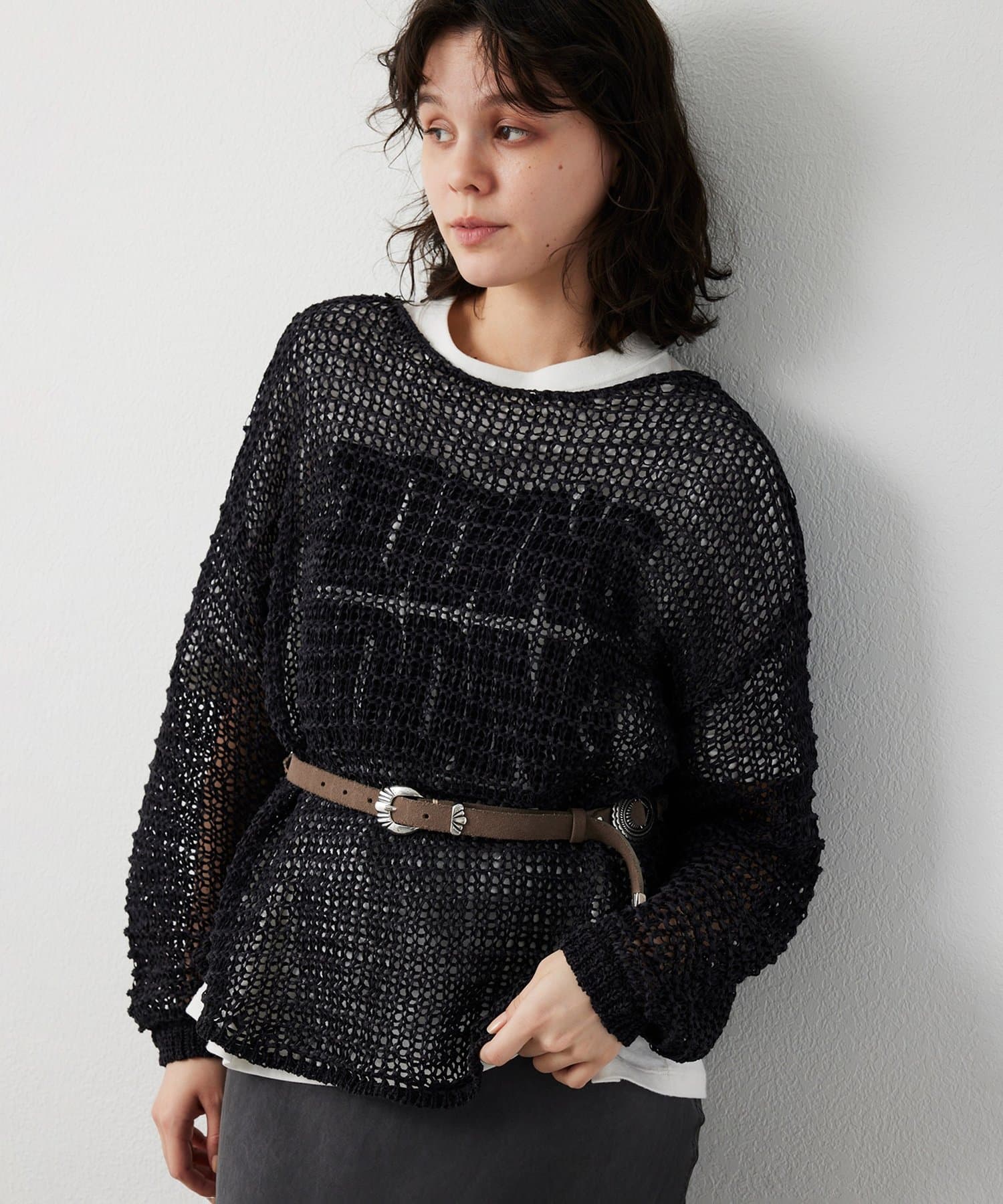 Whim Gazette(ウィム ガゼット) スエードライクローゲージニット