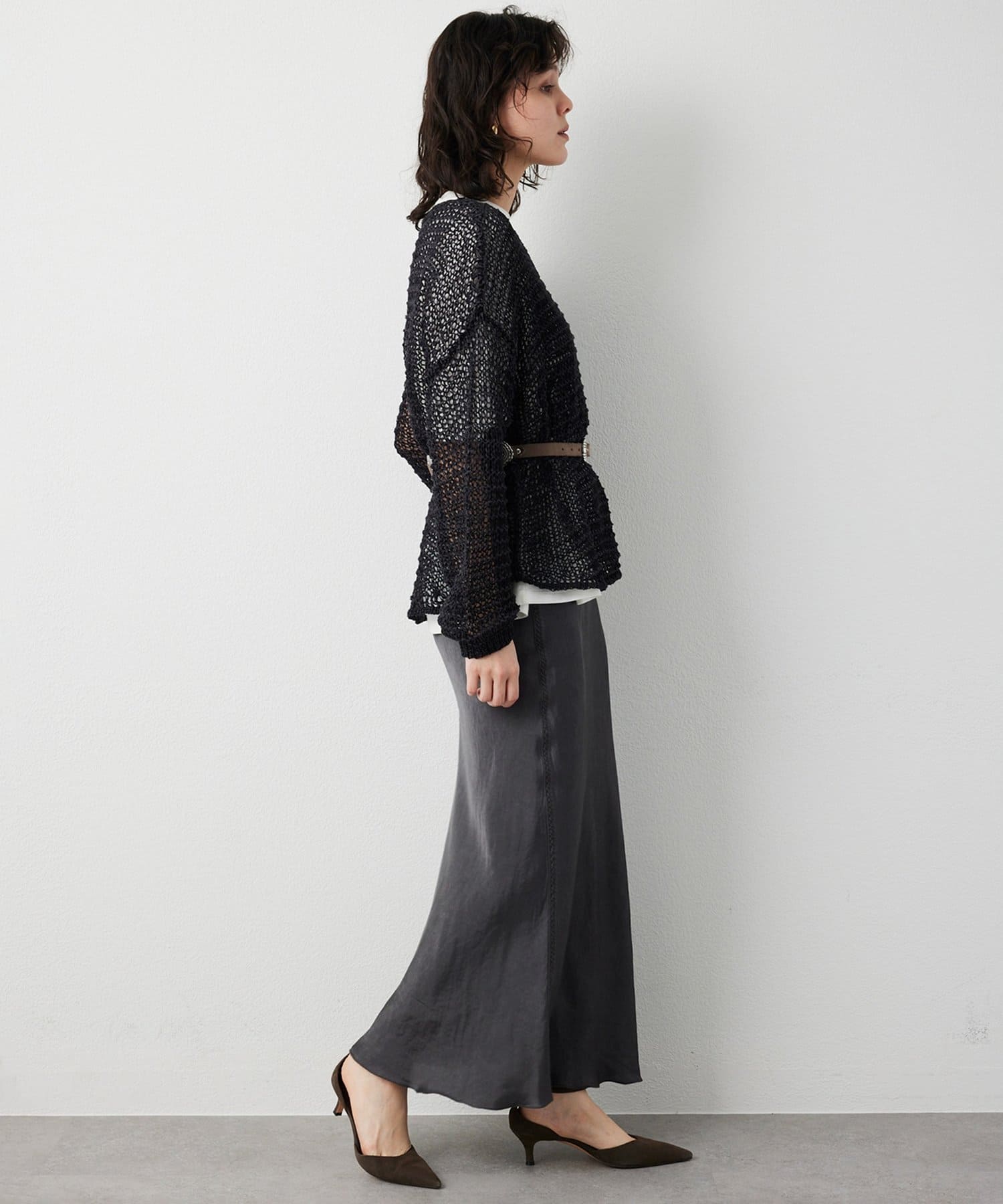 Whim Gazette(ウィム ガゼット) スエードライクローゲージニット