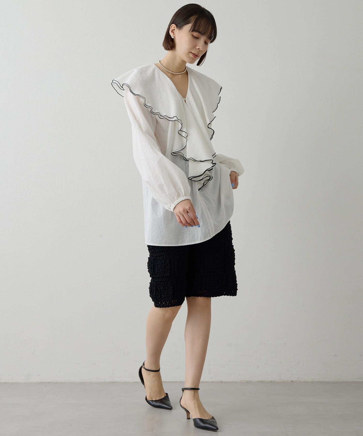 Whim Gazette(ウィム ガゼット) ハンドクロシェハーフパンツ