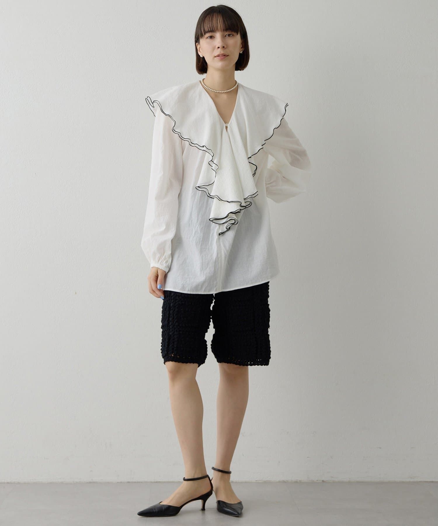 Whim Gazette(ウィム ガゼット) ハンドクロシェハーフパンツ