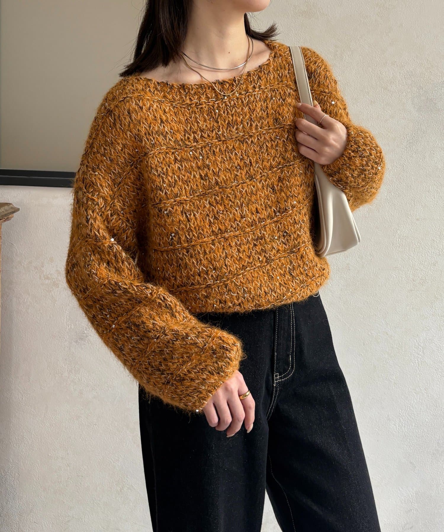 Thevon.(ゼヴォン) スパンコールMIXローゲージニット