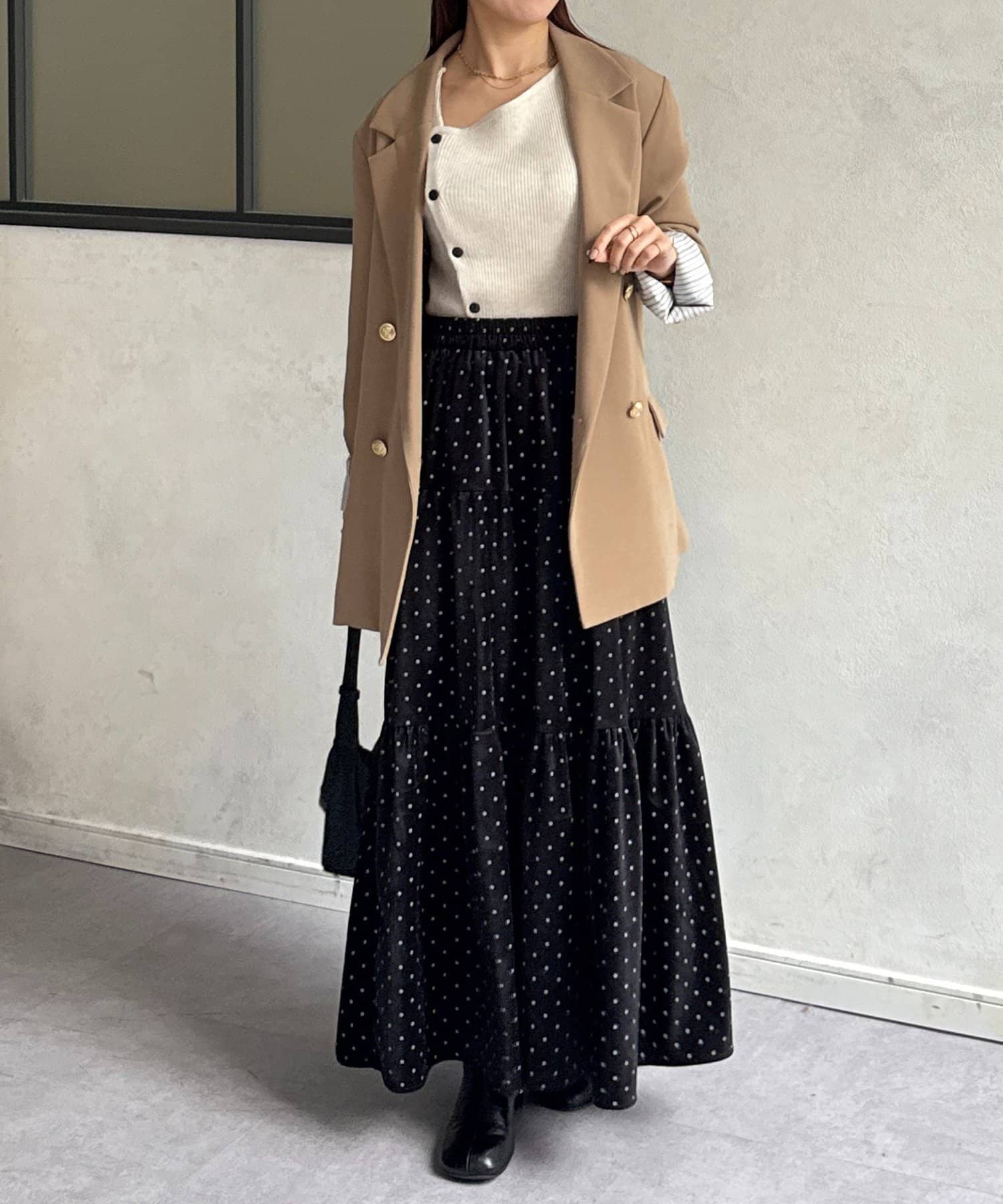 Thevon.(ゼヴォン) ドットベロアティアードスカート