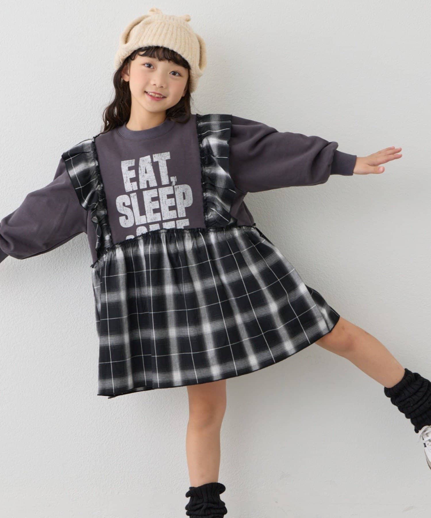 CIAOPANIC TYPY(チャオパニックティピー) 【KIDS】【WEB限定】裏毛切替ミニチュニックワンピ≪ジュニアサイズあり≫