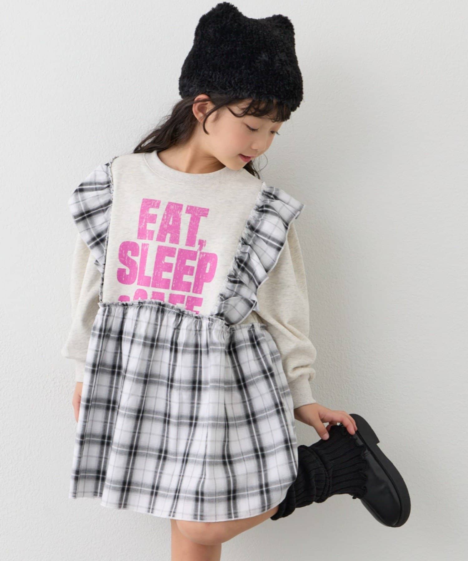 CIAOPANIC TYPY(チャオパニックティピー) 【KIDS】【WEB限定】裏毛切替ミニチュニックワンピ≪ジュニアサイズあり≫