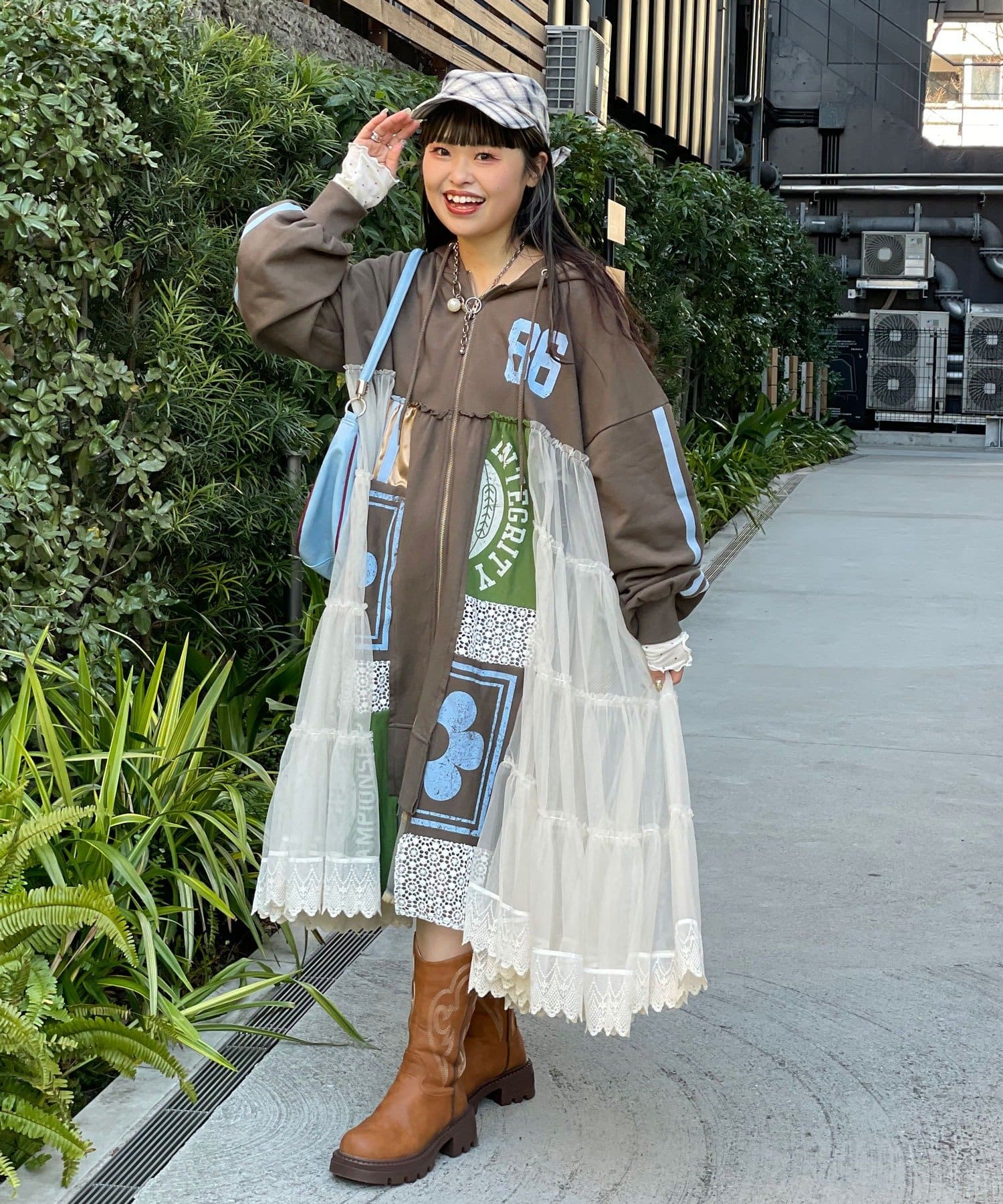 CIAOPANIC(チャオパニック) 【ゆなまる企画】【HELLO.SANFRANCISCO/ハローサンフランシスコ】リメイクパーカーワンピース