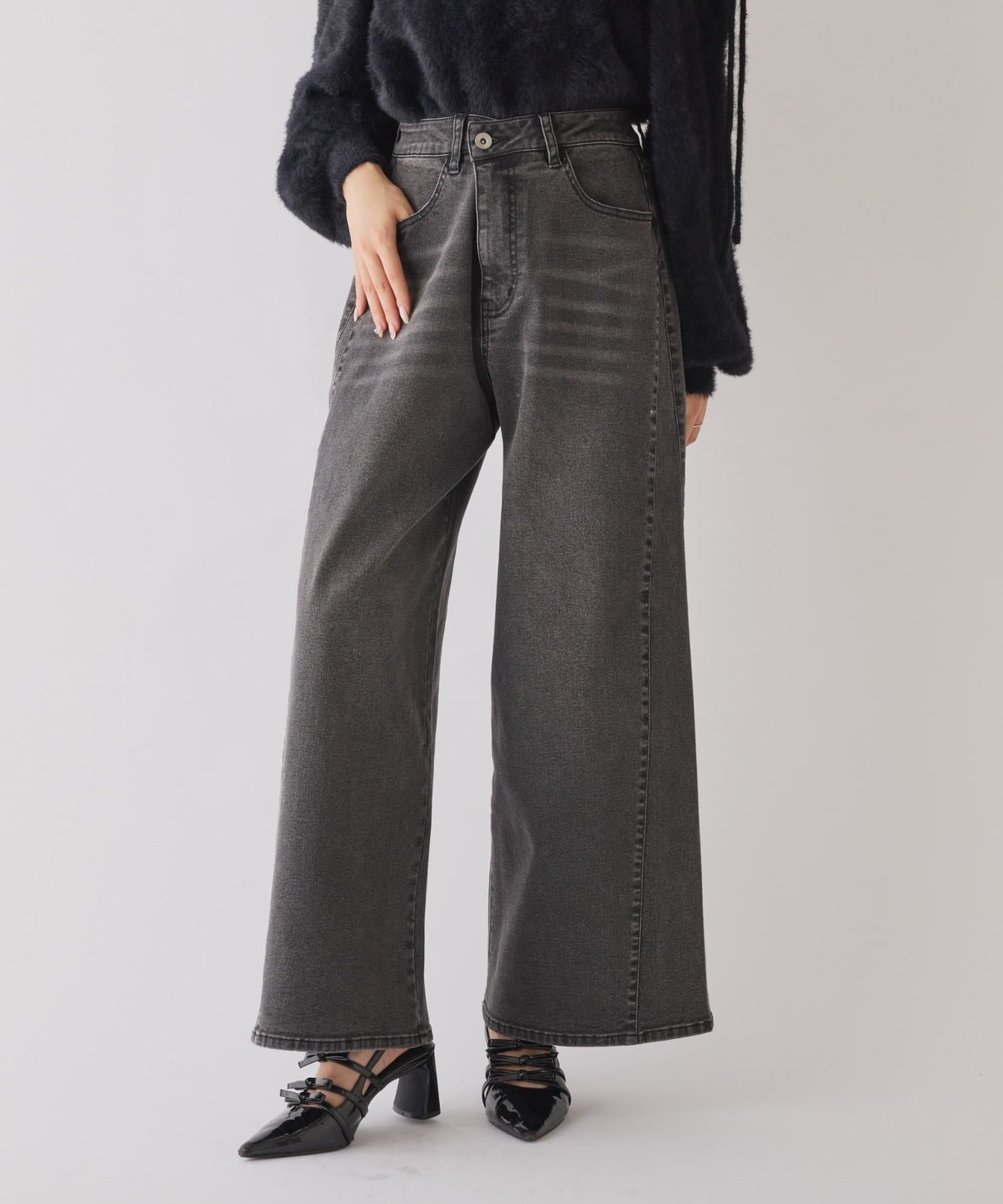 NICE CLAUP / OLIVE des OLIVE OUTLET(ナイスクラップ  / オリーブ デ オリーブ アウトレット) 【one after another】ウェスト調節ワイドデニム