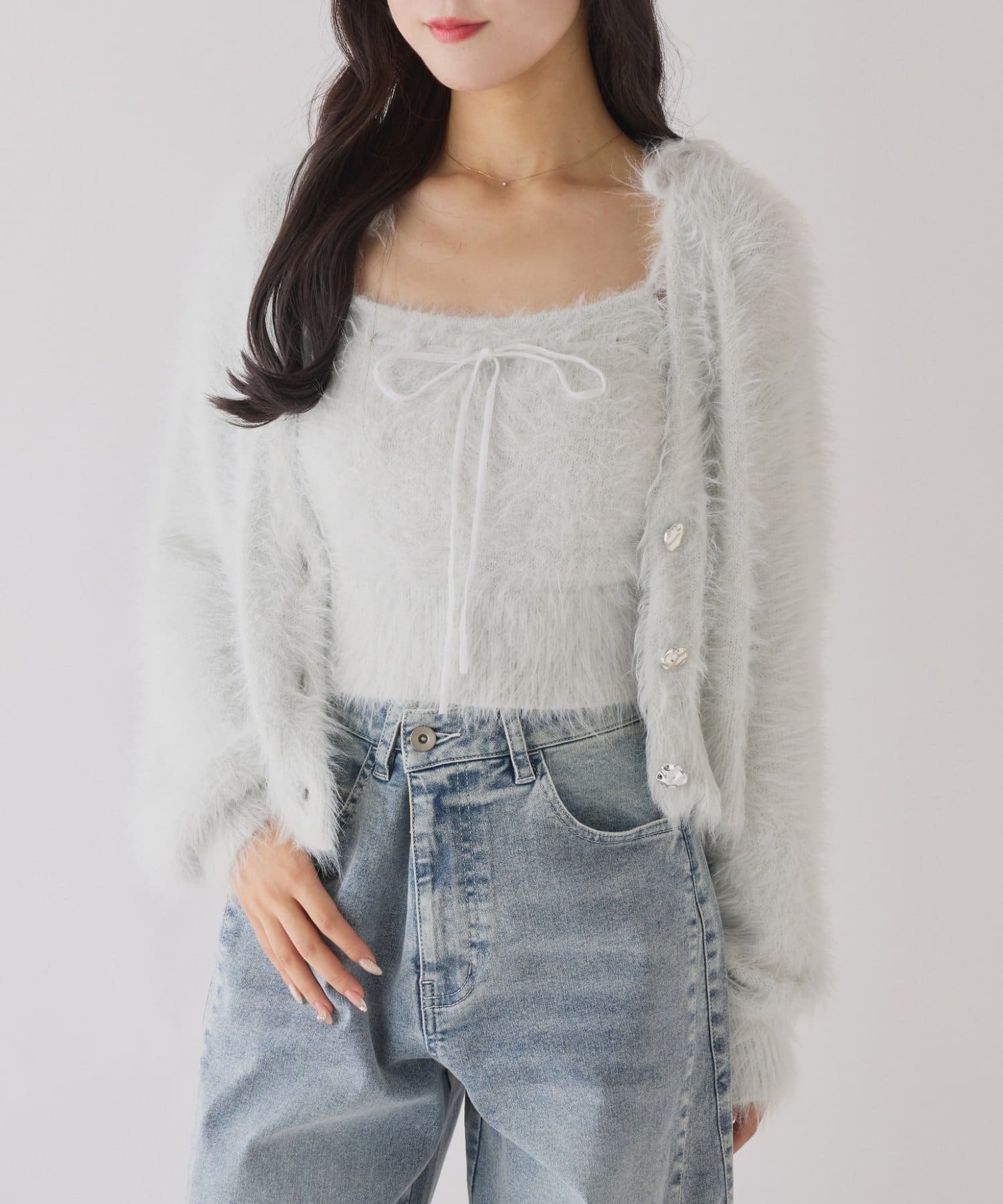 NICE CLAUP / OLIVE des OLIVE OUTLET(ナイスクラップ  / オリーブ デ オリーブ アウトレット) 【one after another】ウェスト調節ワイドデニム