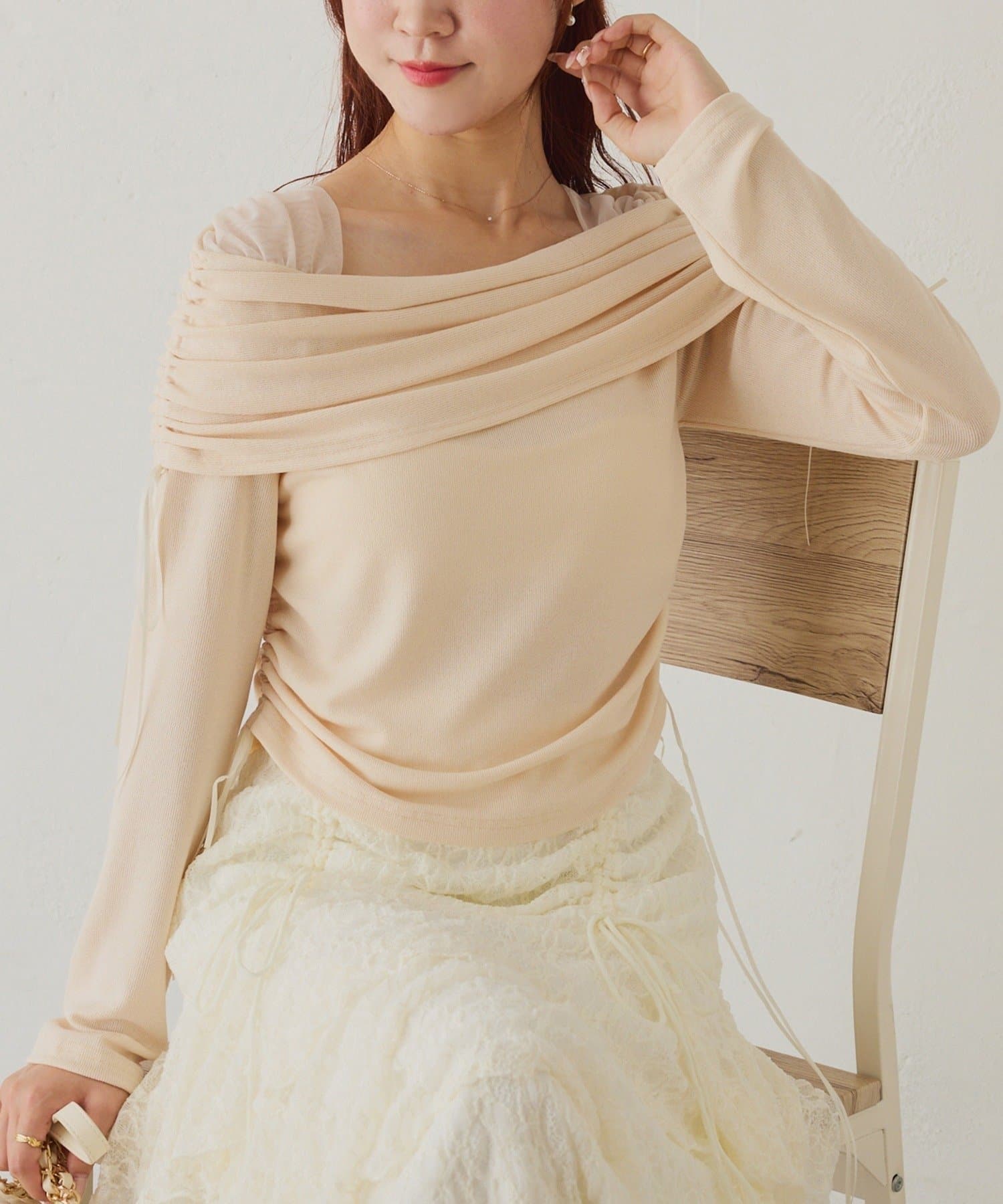 NICE CLAUP / OLIVE des OLIVE OUTLET(ナイスクラップ  / オリーブ デ オリーブ アウトレット) 【one after another】オフショルトップス