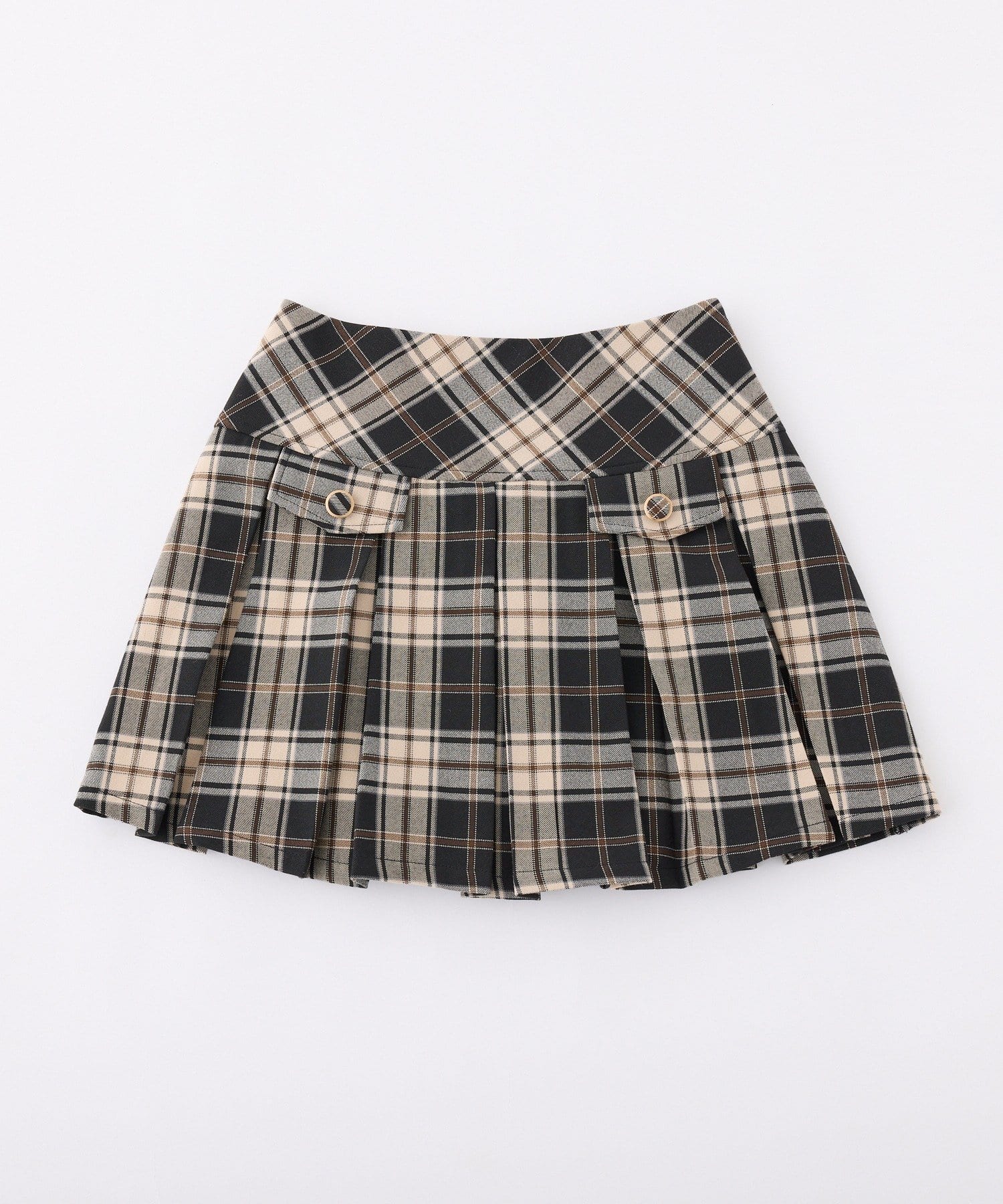 one after another NICE CLAUP(ワンアフターアナザー ナイスクラップ) 金ボタンボックスプリーツミニ