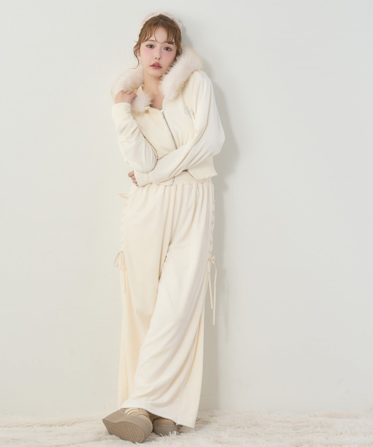 セットアップ可能】レースアップカットパンツ | one after another