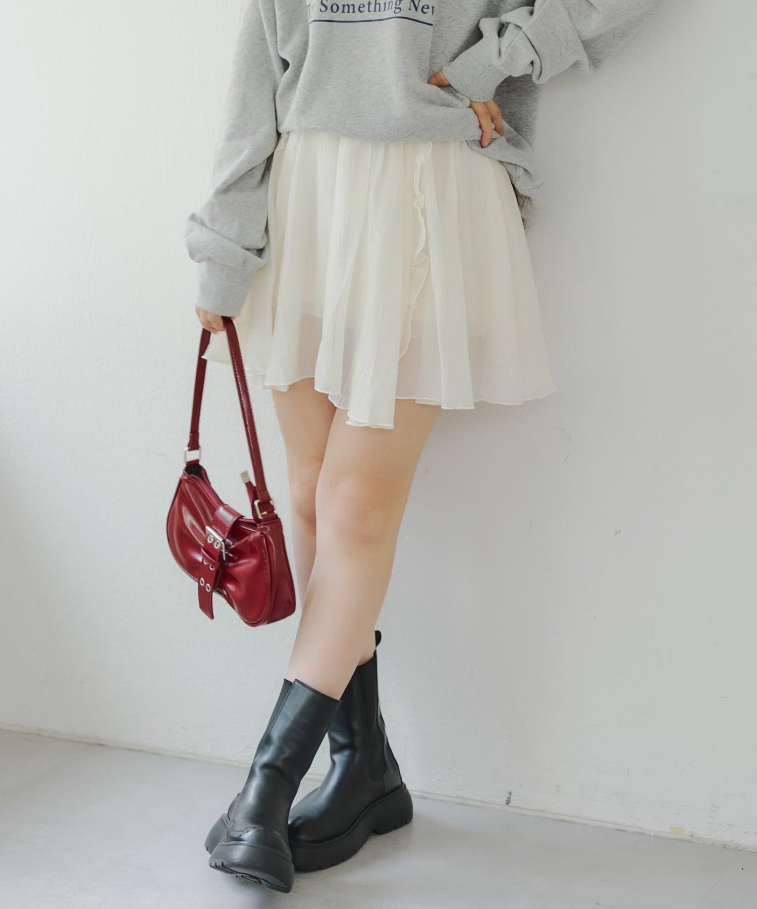 NICE CLAUP / OLIVE des OLIVE OUTLET(ナイスクラップ  / オリーブ デ オリーブ アウトレット) 【RMAF】楊柳イレヘムミニスカート