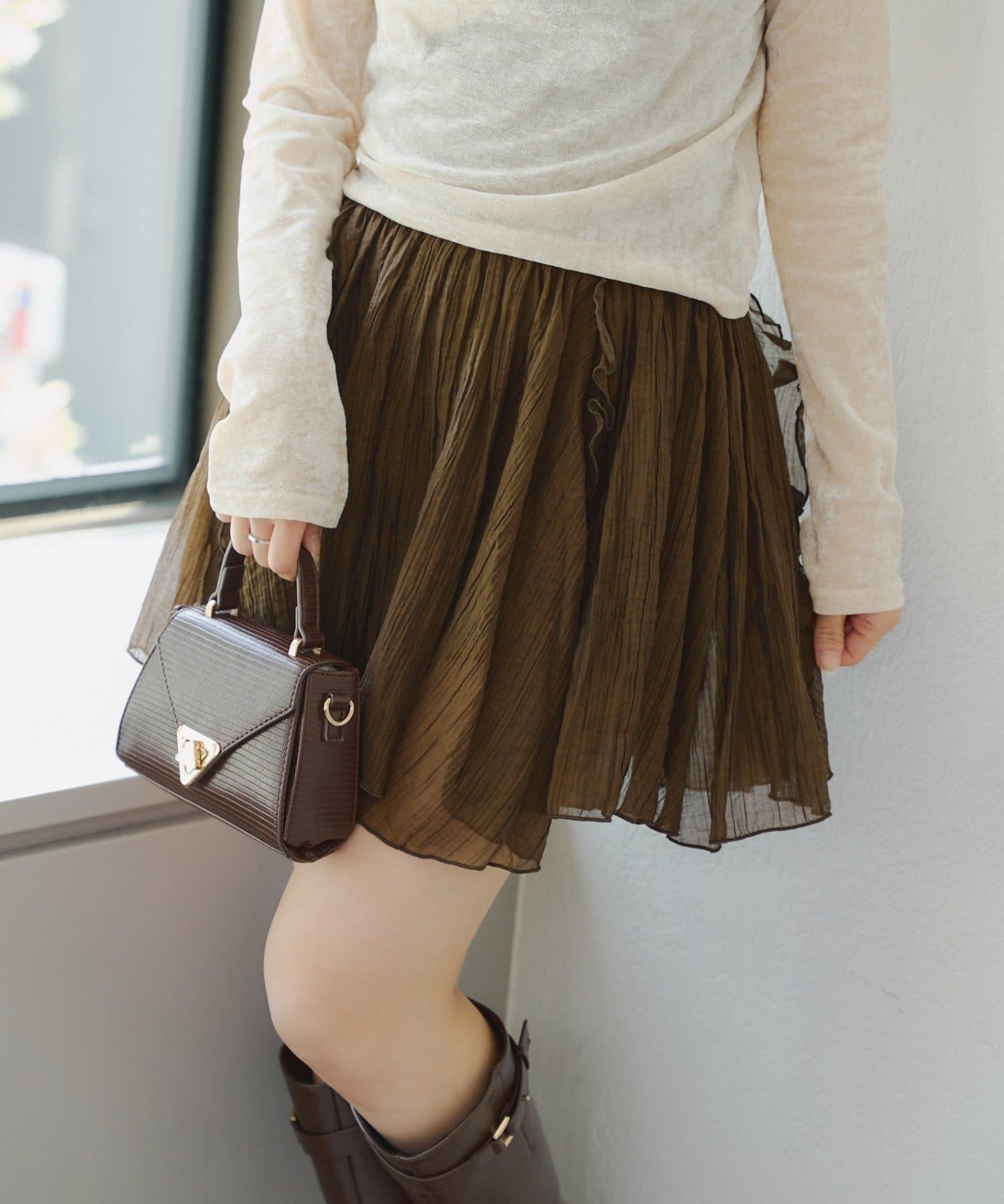 NICE CLAUP / OLIVE des OLIVE OUTLET(ナイスクラップ  / オリーブ デ オリーブ アウトレット) 【RMAF】楊柳イレヘムミニスカート