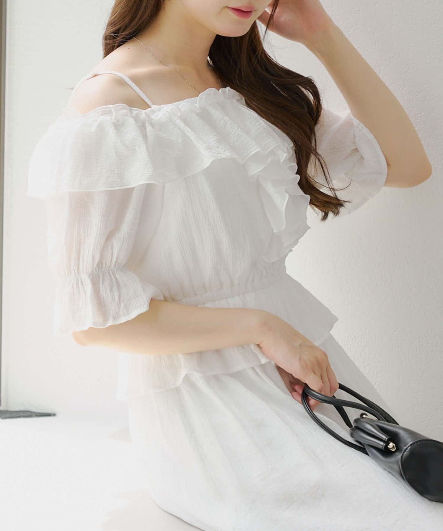 NICE CLAUP / OLIVE des OLIVE OUTLET(ナイスクラップ  / オリーブ デ オリーブ アウトレット) 【RMAF】2wayフリルペプラムワンピース