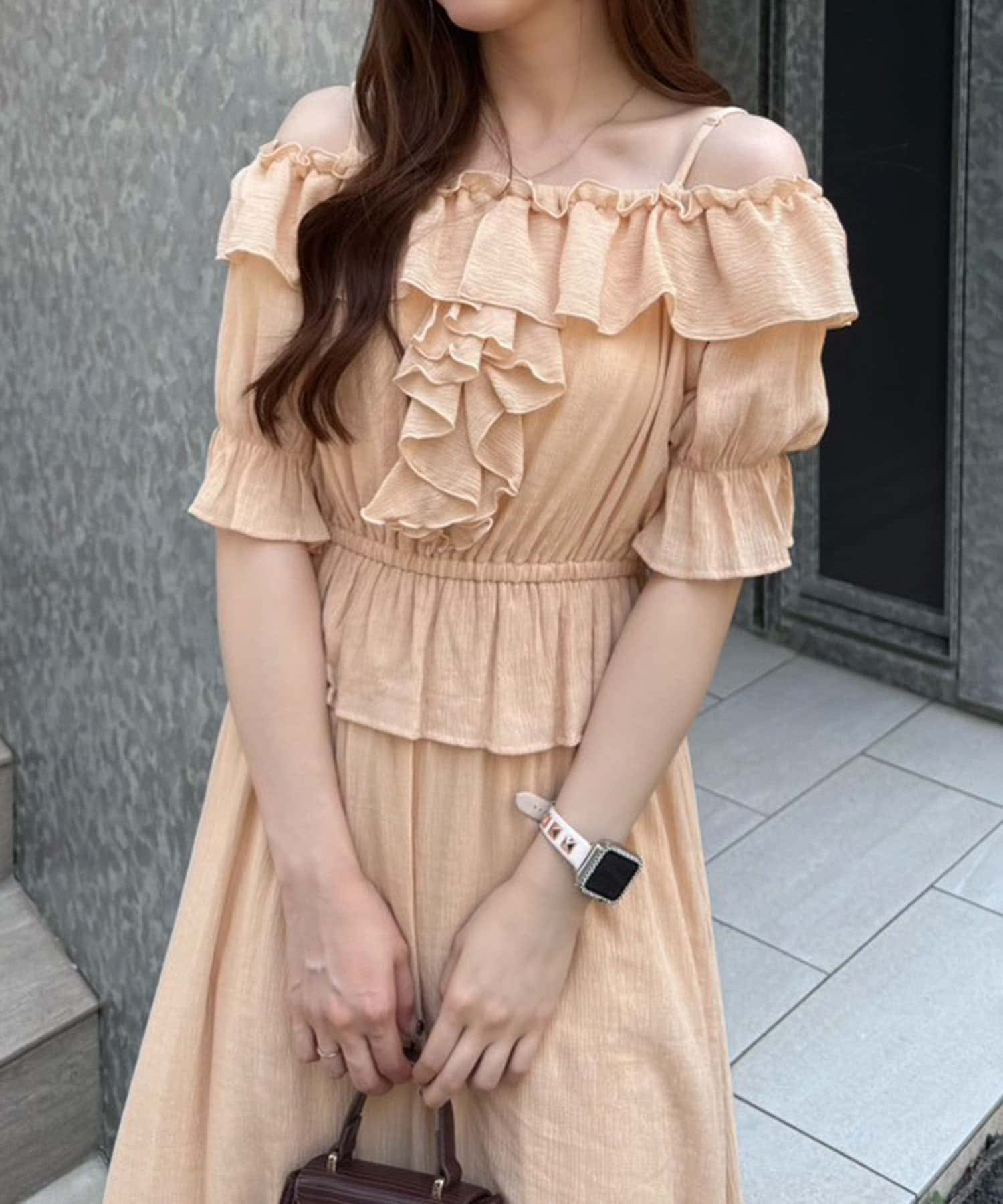 NICE CLAUP / OLIVE des OLIVE OUTLET(ナイスクラップ  / オリーブ デ オリーブ アウトレット) 【RMAF】2wayフリルペプラムワンピース