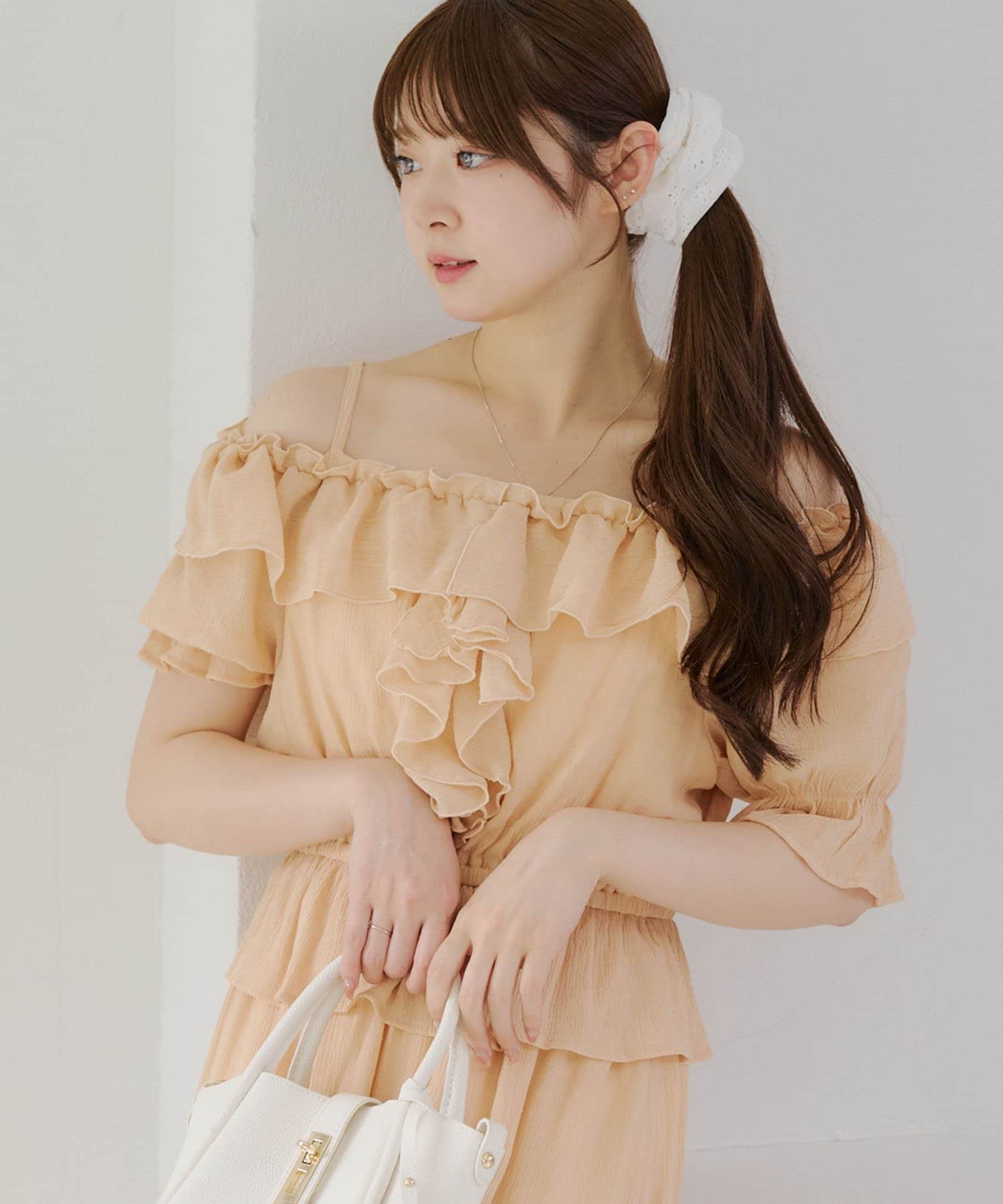 NICE CLAUP / OLIVE des OLIVE OUTLET(ナイスクラップ  / オリーブ デ オリーブ アウトレット) 【RMAF】2wayフリルペプラムワンピース