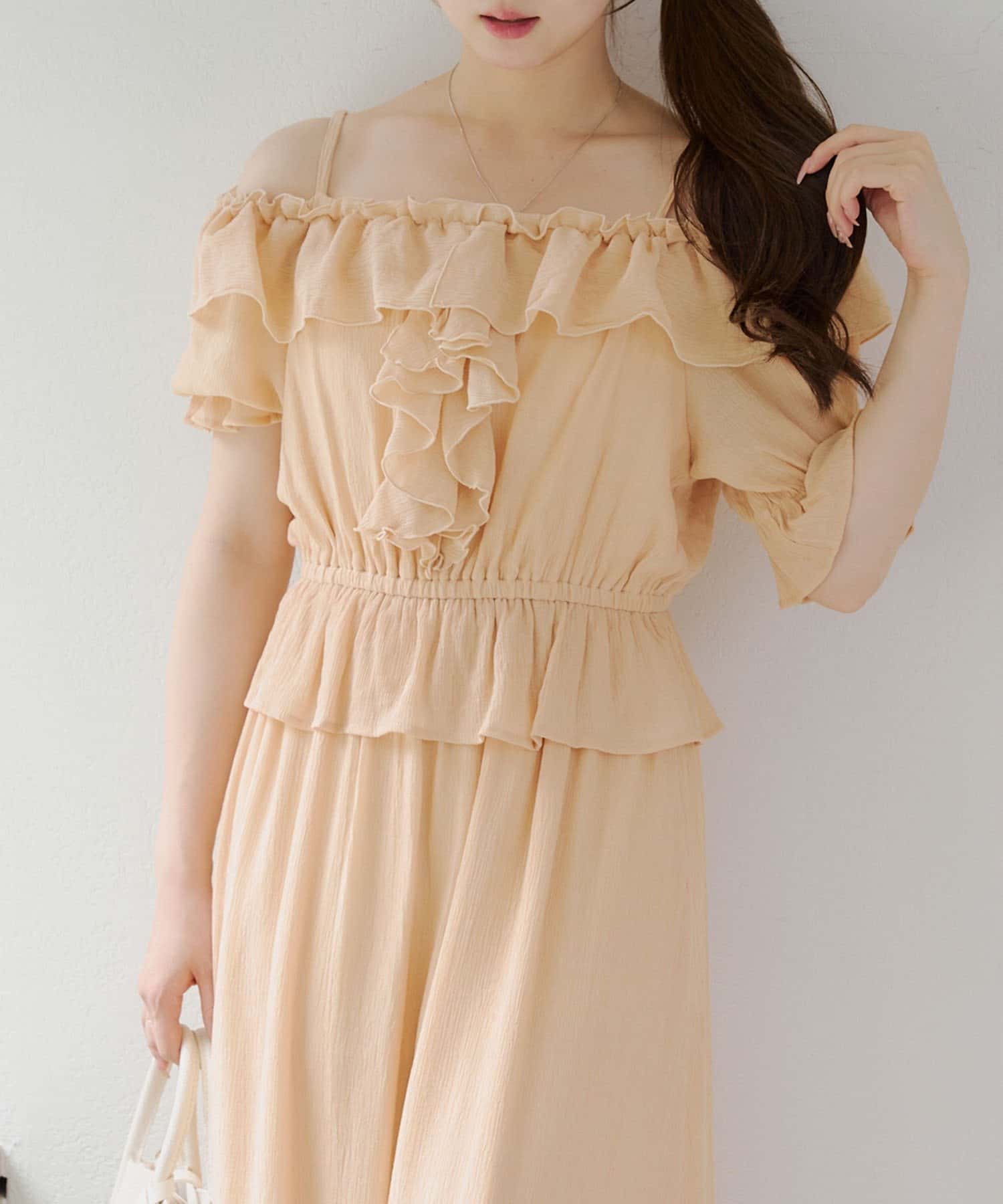 NICE CLAUP / OLIVE des OLIVE OUTLET(ナイスクラップ  / オリーブ デ オリーブ アウトレット) 【RMAF】2wayフリルペプラムワンピース