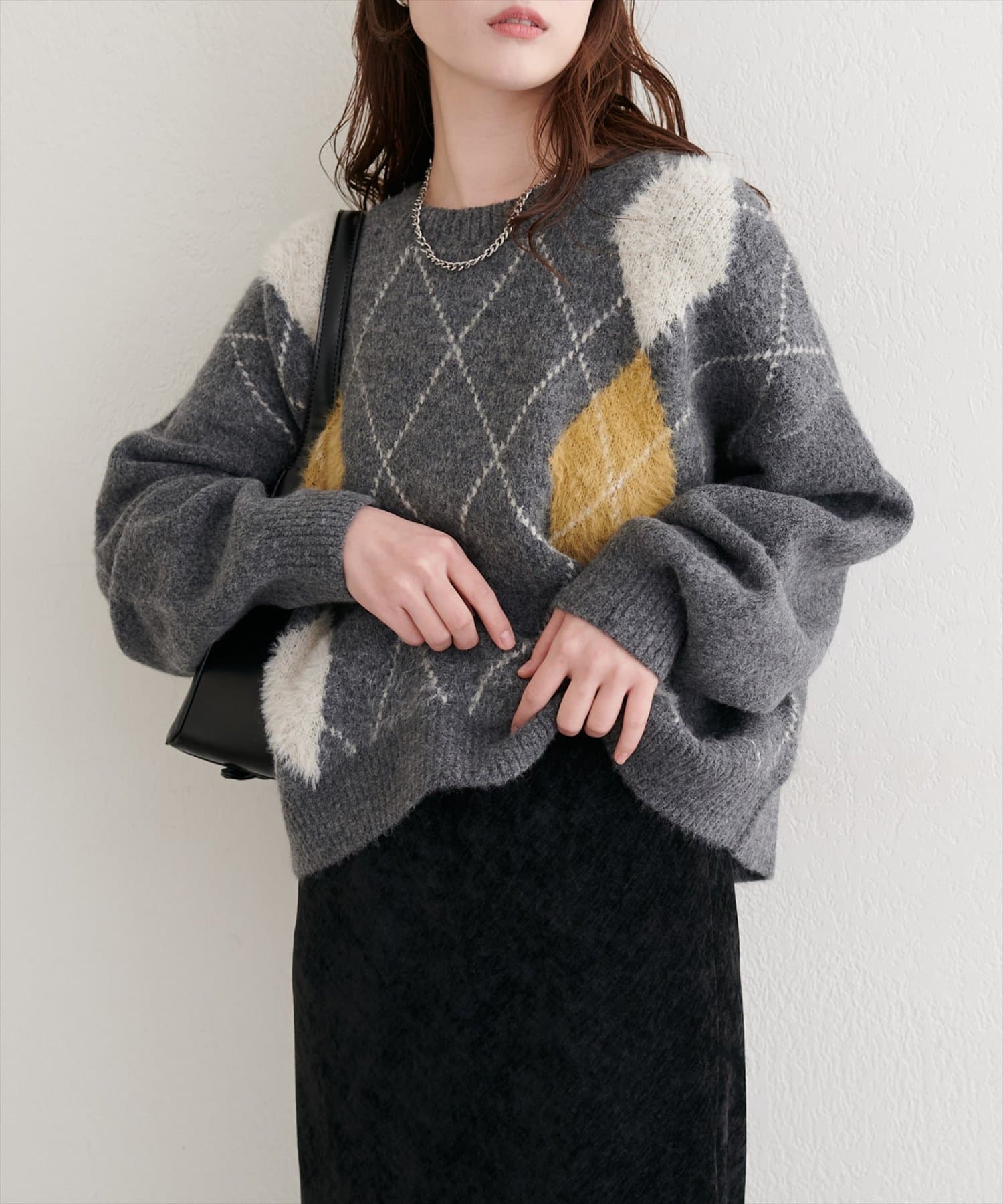 natural couture(ナチュラルクチュール) フェザーアーガイルゆるニット