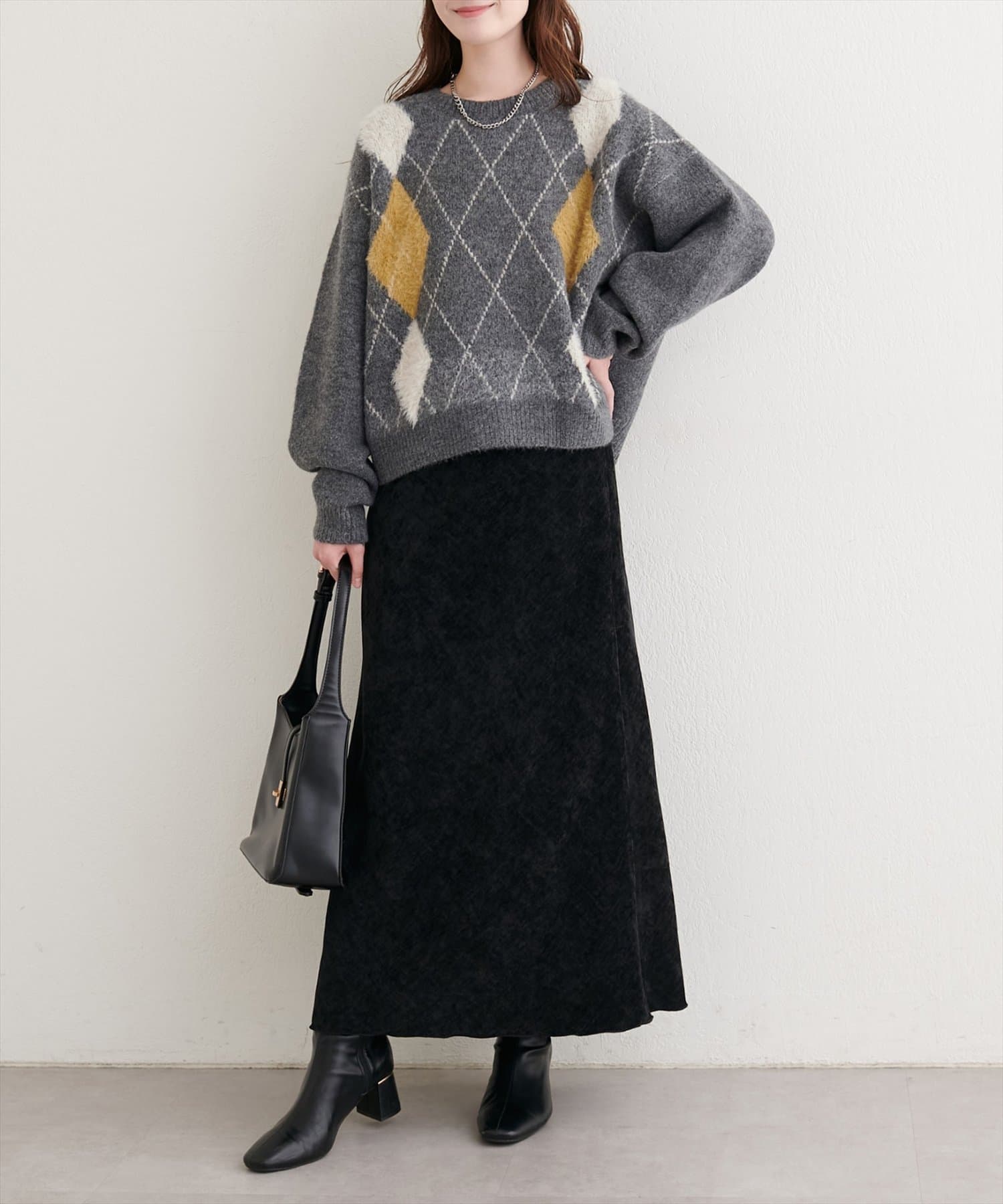 natural couture(ナチュラルクチュール) フェザーアーガイルゆるニット