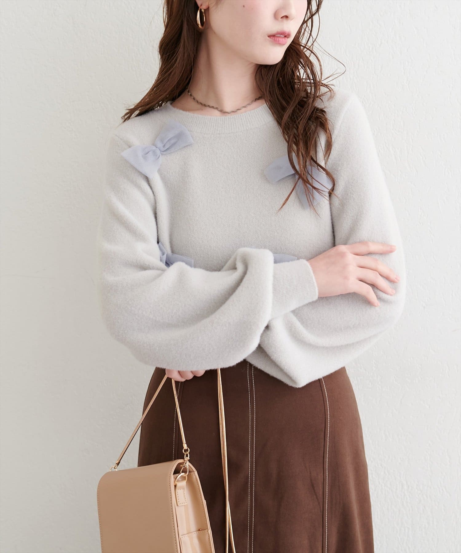 natural couture(ナチュラルクチュール) ランダムリボンニットプルオーバー