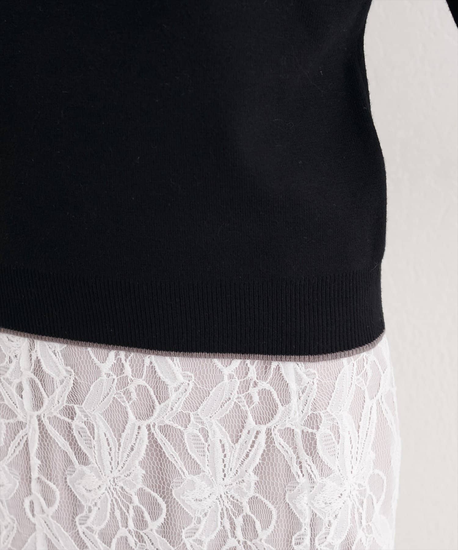 natural couture(ナチュラルクチュール) ハートネック配色ニットプルオーバー