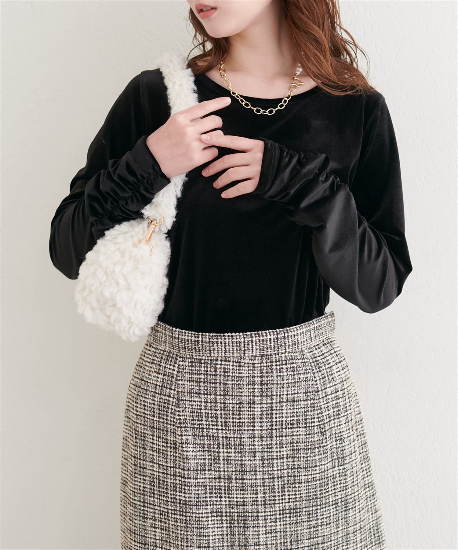 natural couture(ナチュラルクチュール) ストレッチベロアロングＴ