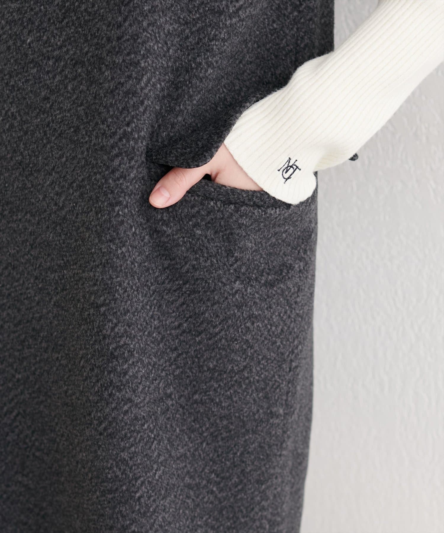 natural couture(ナチュラルクチュール) 【WEB限定】杢調フェイクウールミニジャンスカ