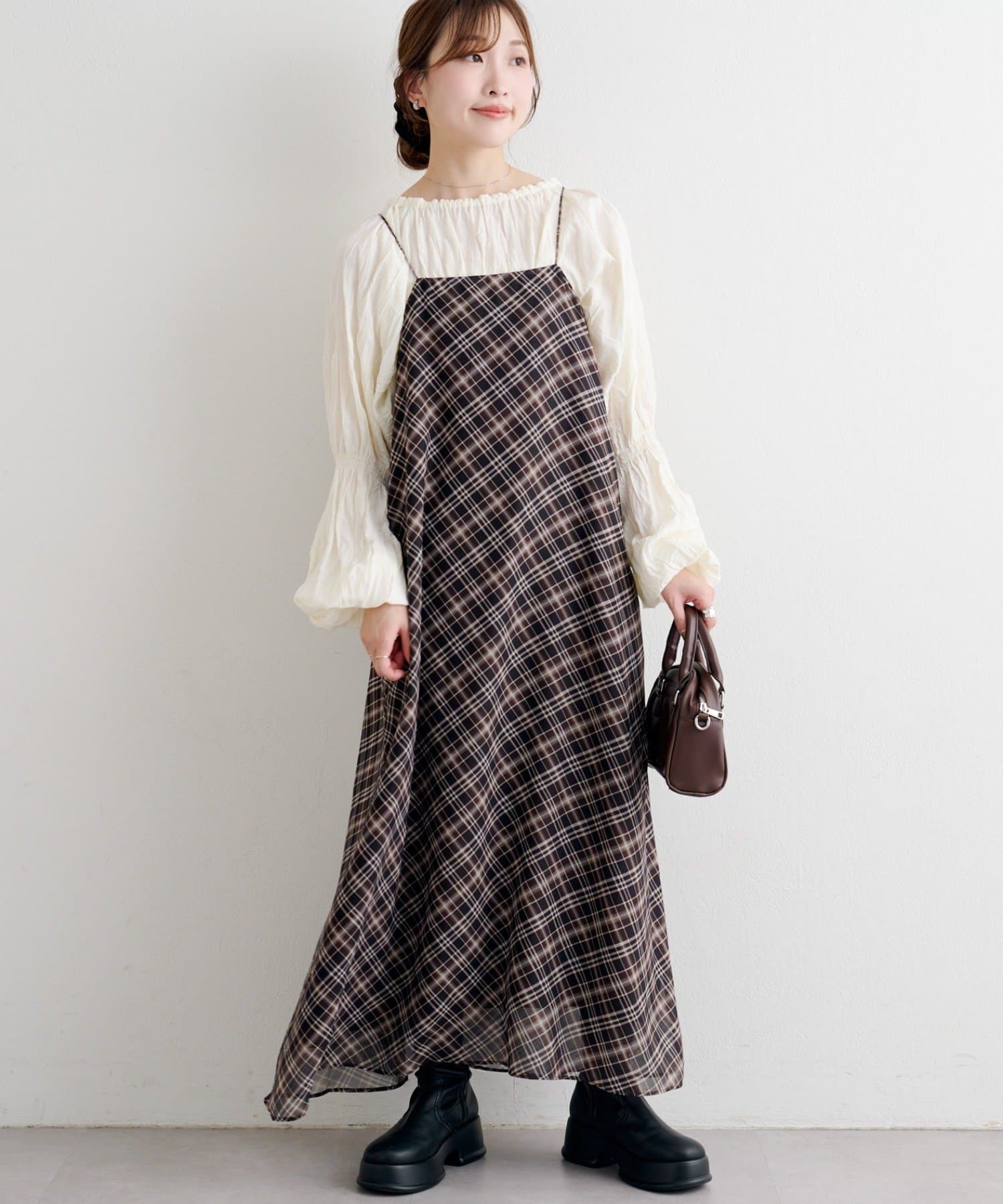 Kastane(カスタネ) B シアーチェックワンピース