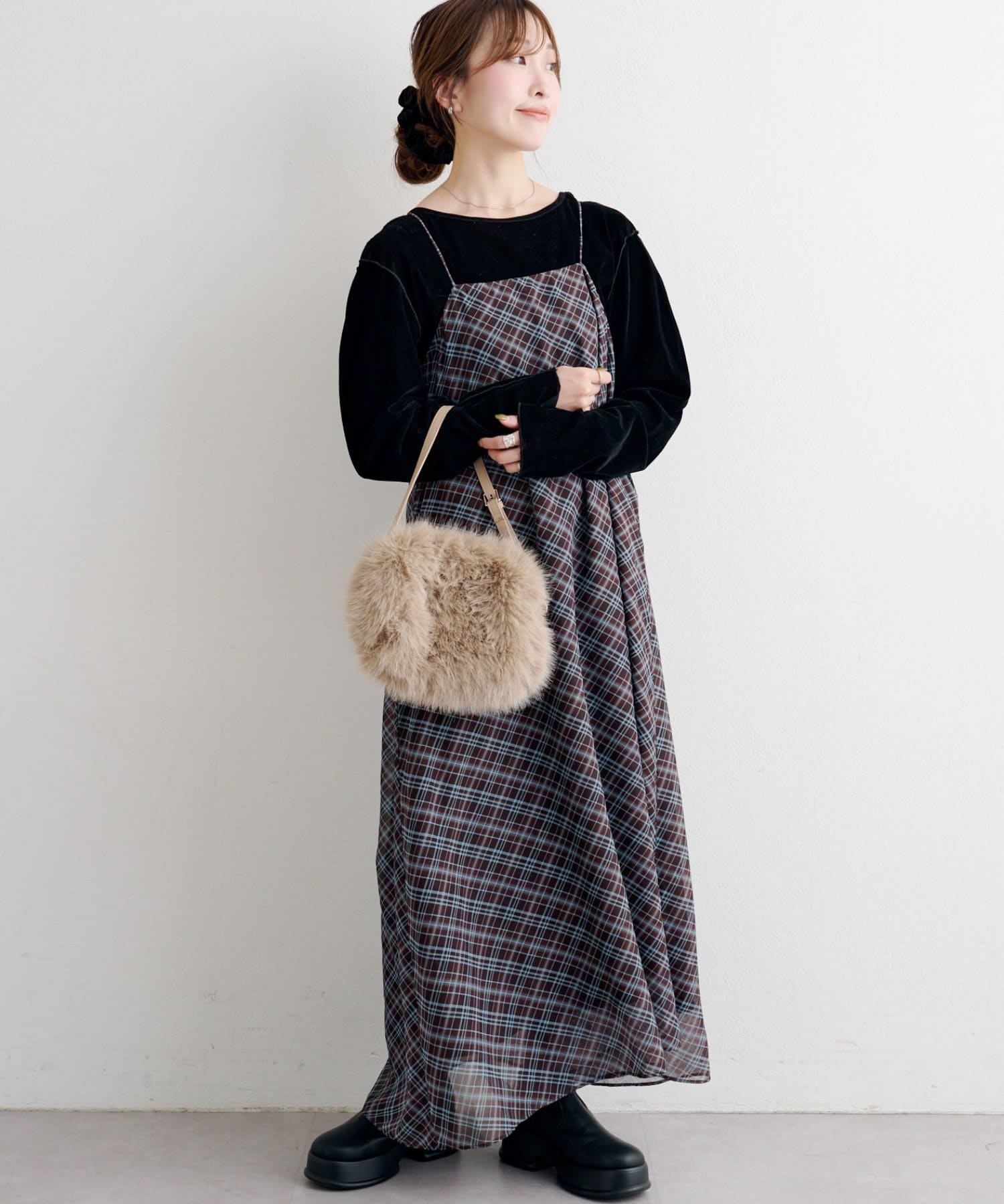 Kastane(カスタネ) B シアーチェックワンピース