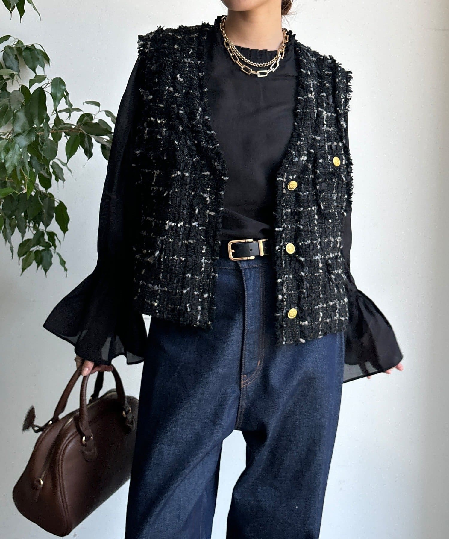 OUTLET(アウトレット) 【DouDou】ツイードベスト