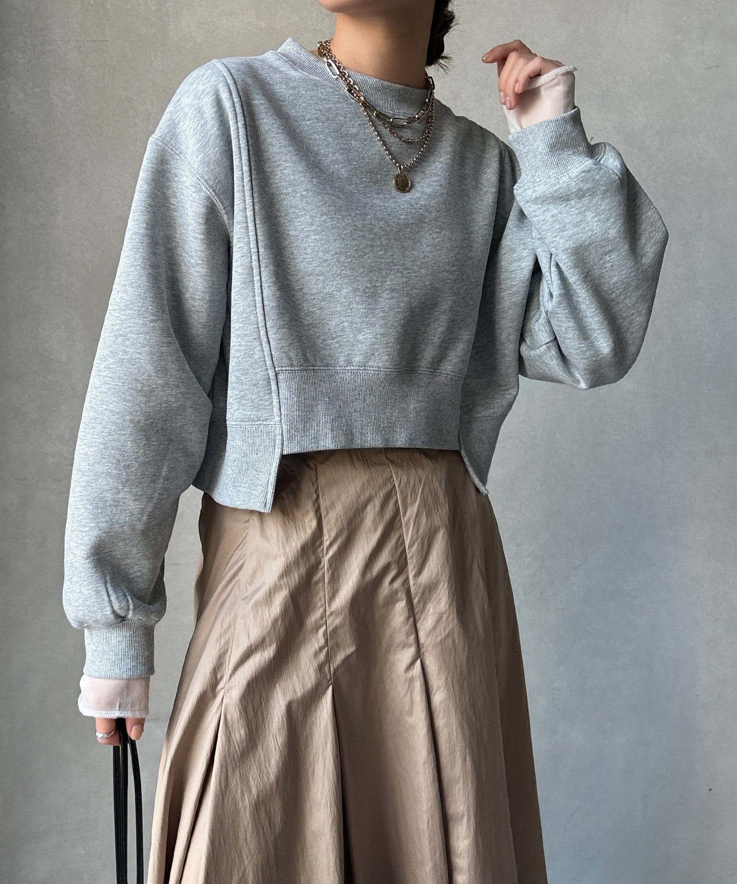 OUTLET(アウトレット) 【DouDou】裏毛裏起毛ショートトップスアンサンブル