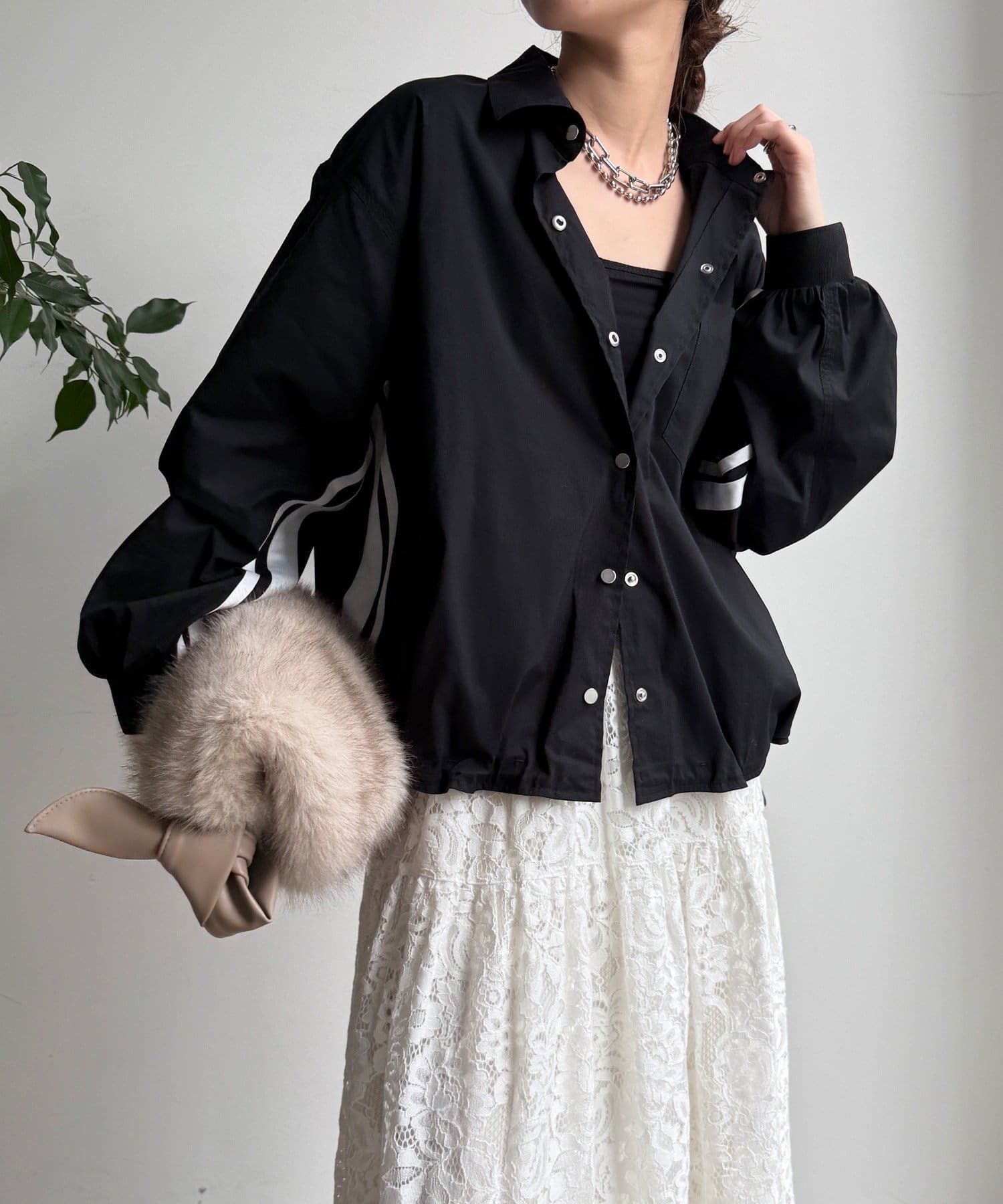 OUTLET(アウトレット) 【DouDou】サイドラインシャツブルゾン