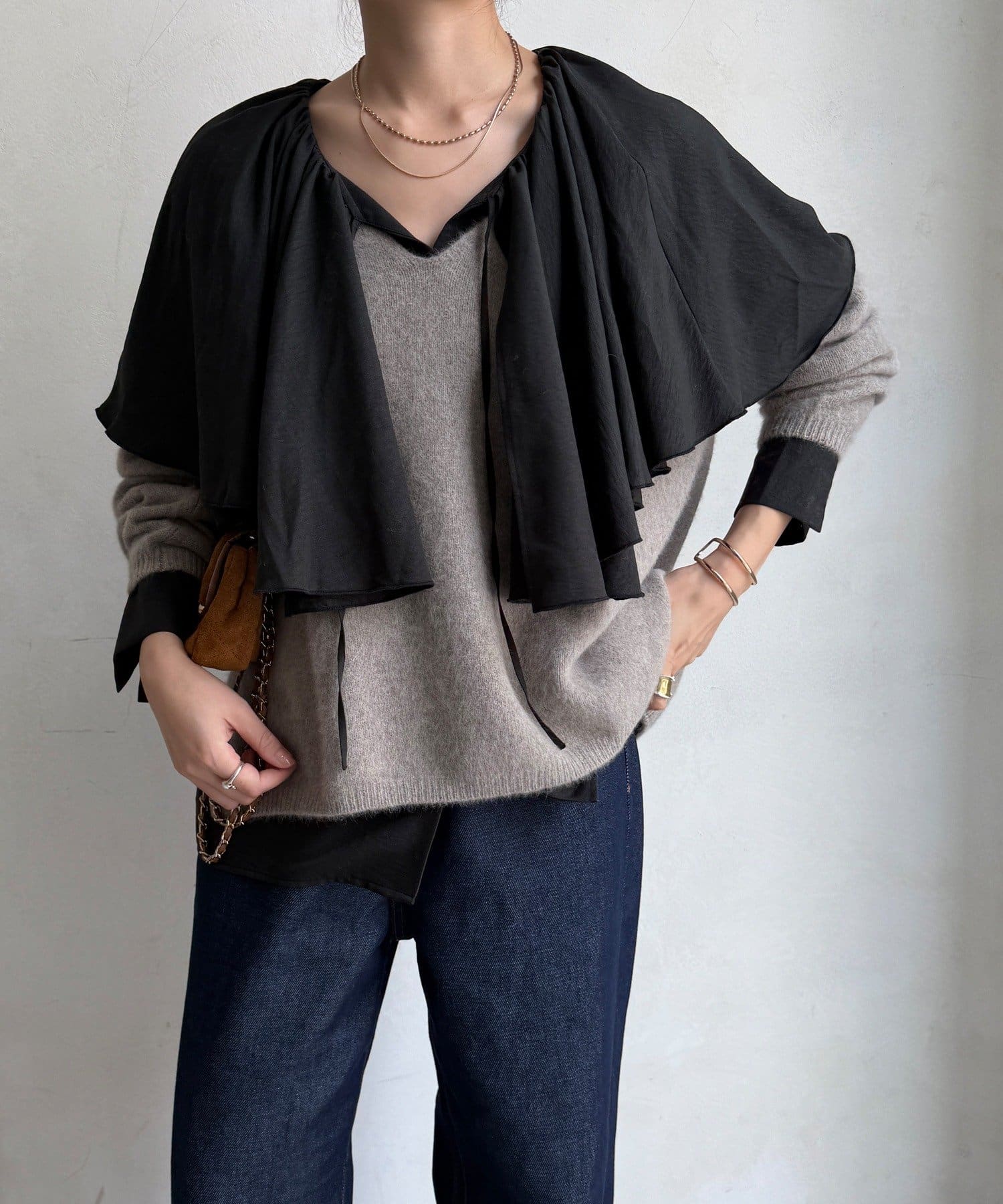 OUTLET(アウトレット) 【DouDou】フリルカラーシャツ