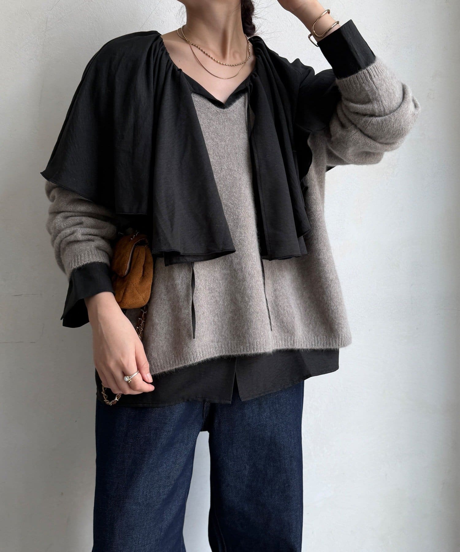 OUTLET(アウトレット) 【DouDou】フリルカラーシャツ