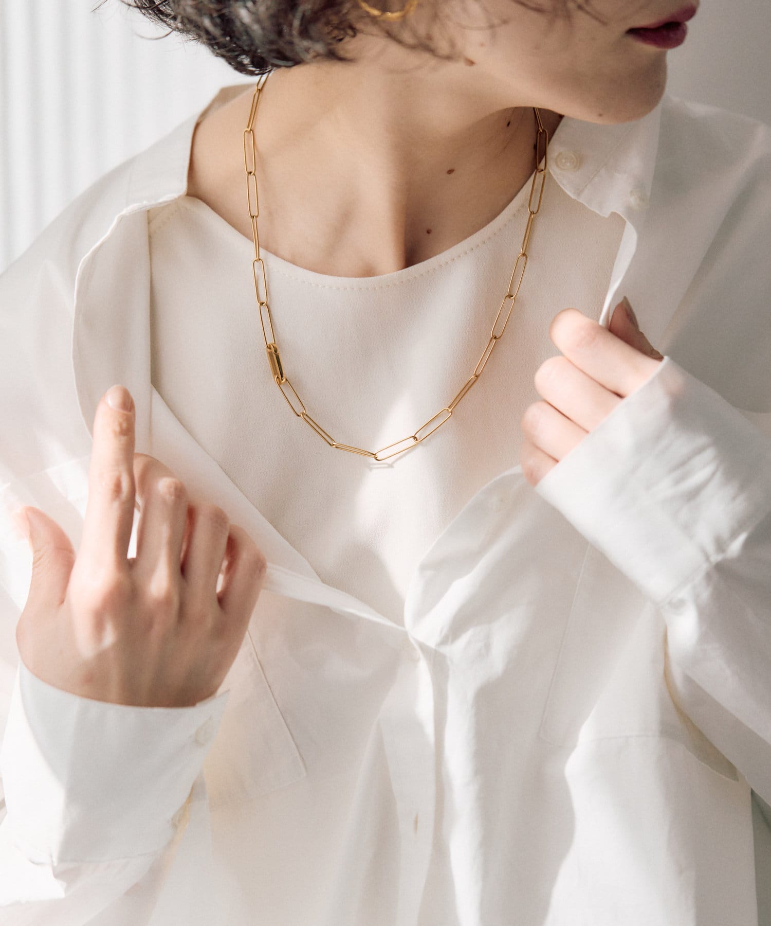 OUTLET(アウトレット) 【ear PAPILLONNER】細長チェーンネックレス