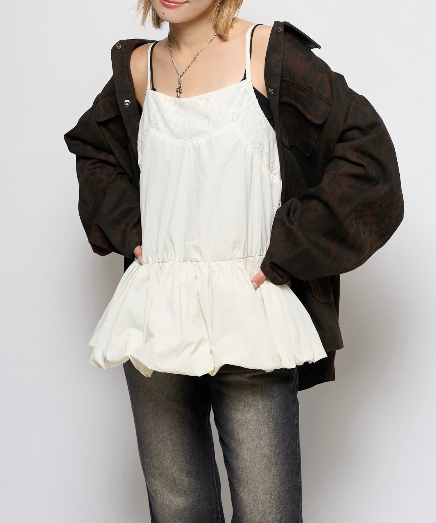 OUTLET(アウトレット) 【WHO'S WHO gallery】ナイロンバルーンワンピ