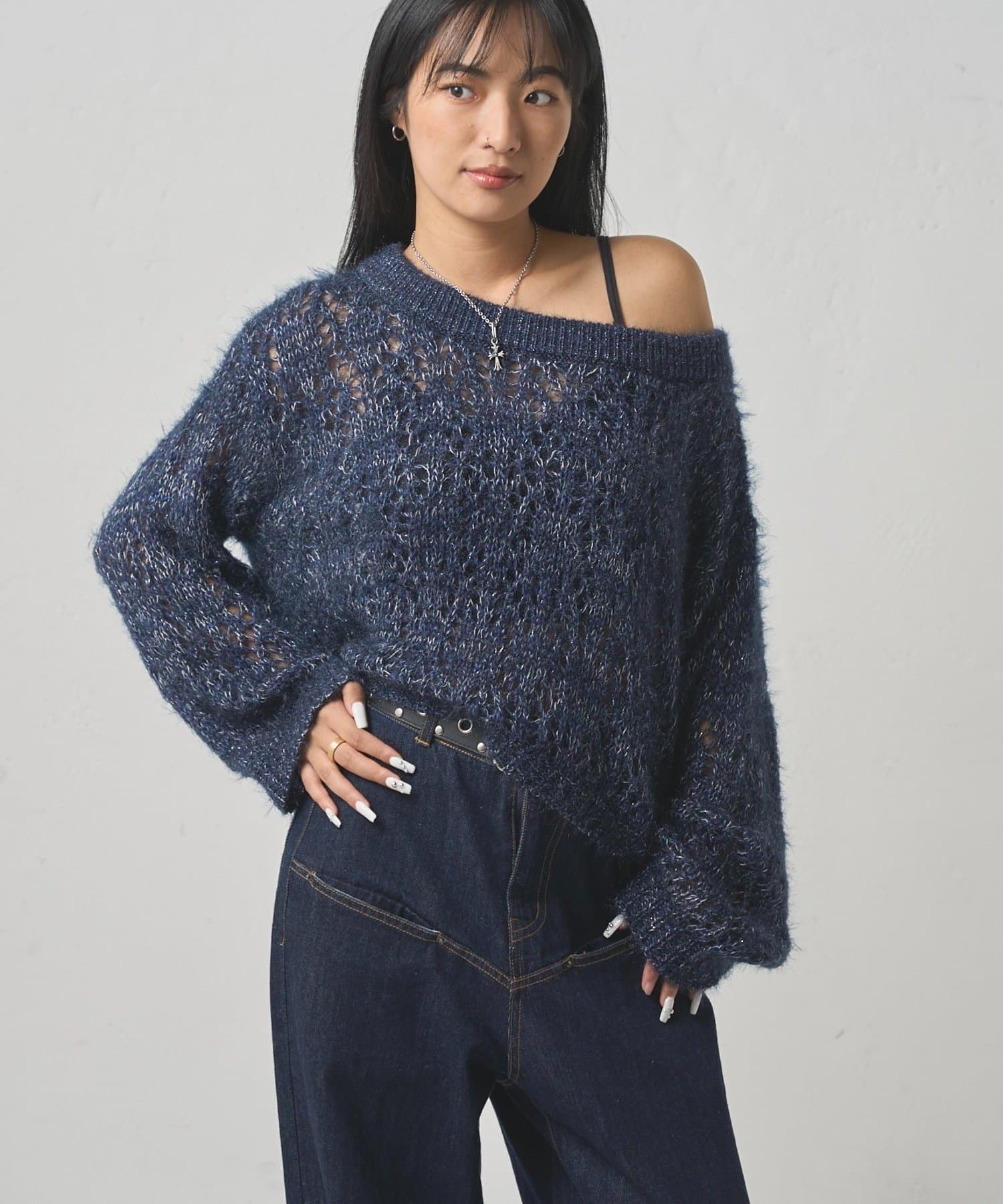 OUTLET(アウトレット) 【WHO'S WHO gallery】HiNTラメオフショルニット