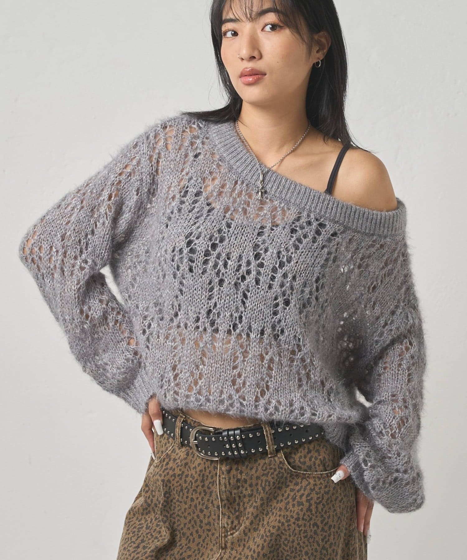 OUTLET(アウトレット) 【WHO'S WHO gallery】HiNTラメオフショルニット