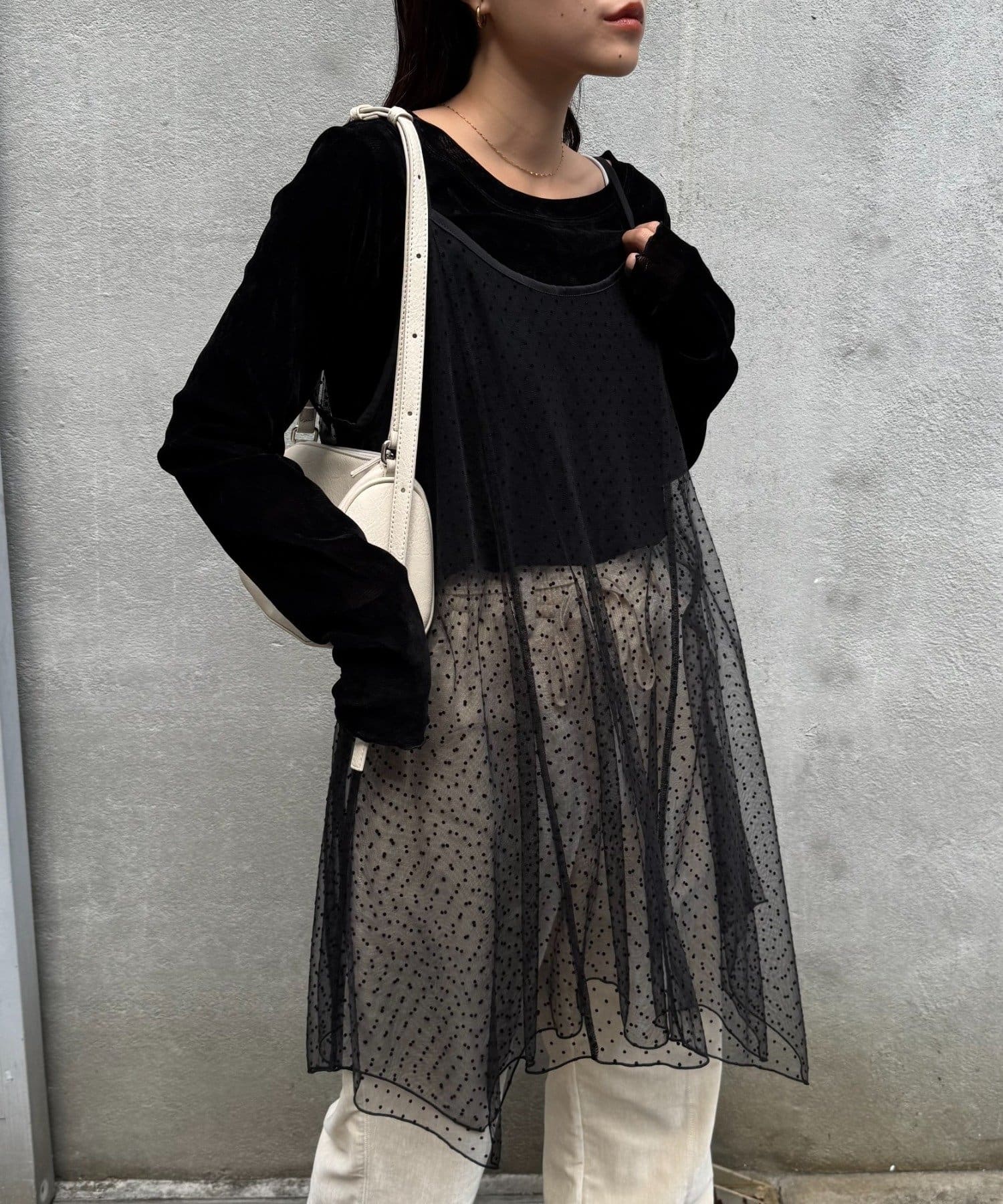 OUTLET(アウトレット) 【CIAOPANIC TYPY】ドットチュールキャミチュニックワンピ