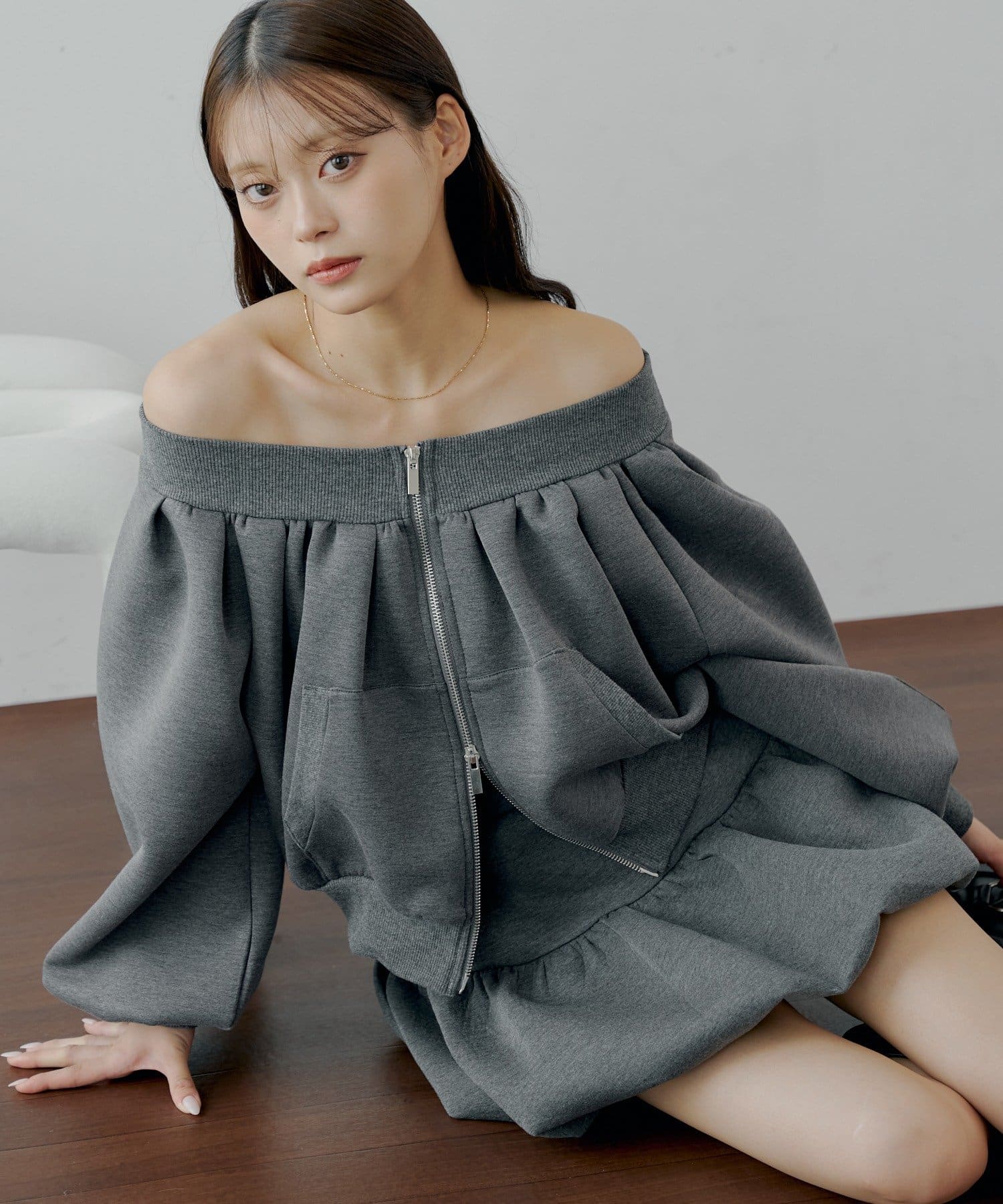 OUTLET(アウトレット) 【Chico】2WAYオフショルWジップスウェット