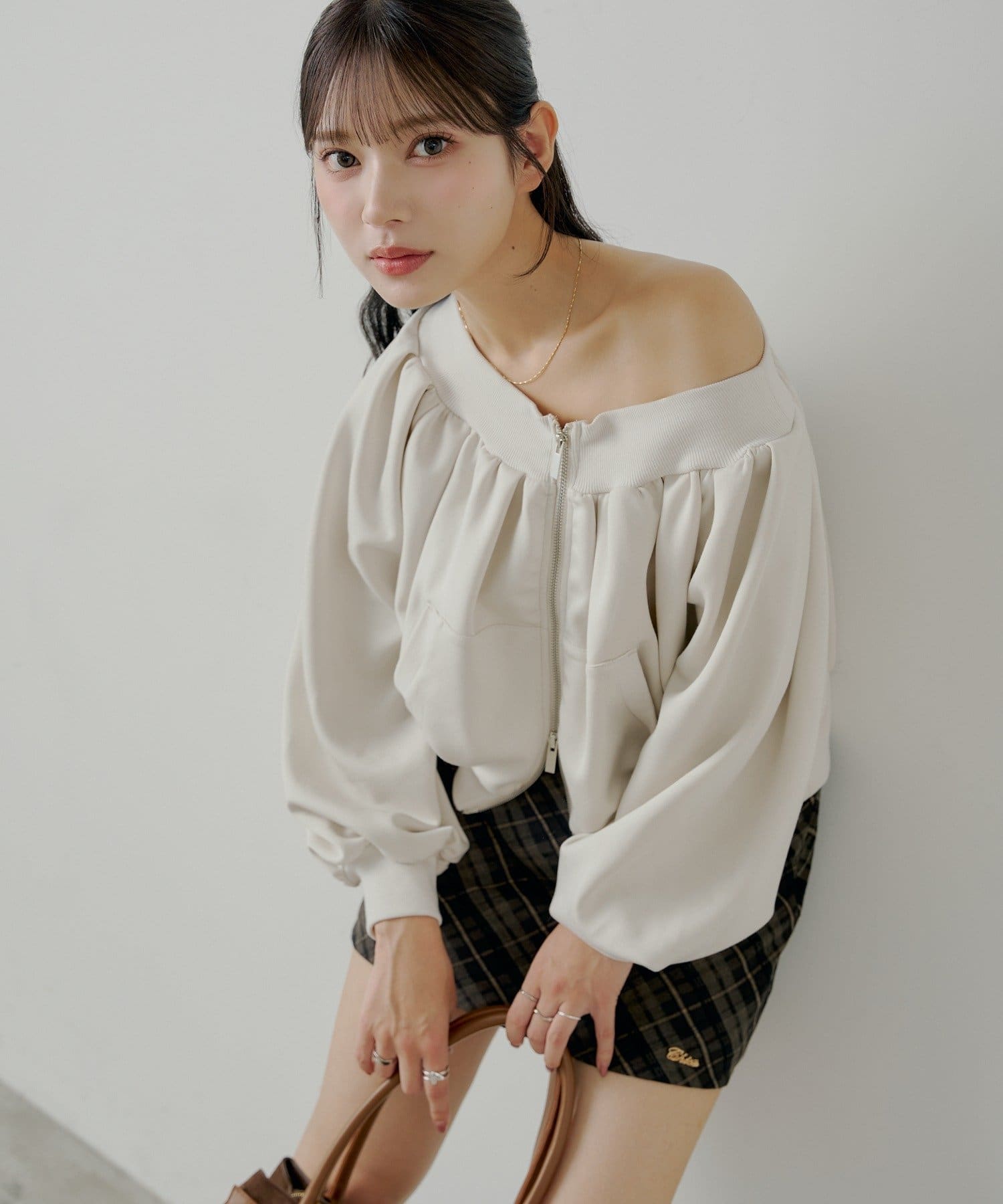 OUTLET(アウトレット) 【Chico】2WAYオフショルWジップスウェット