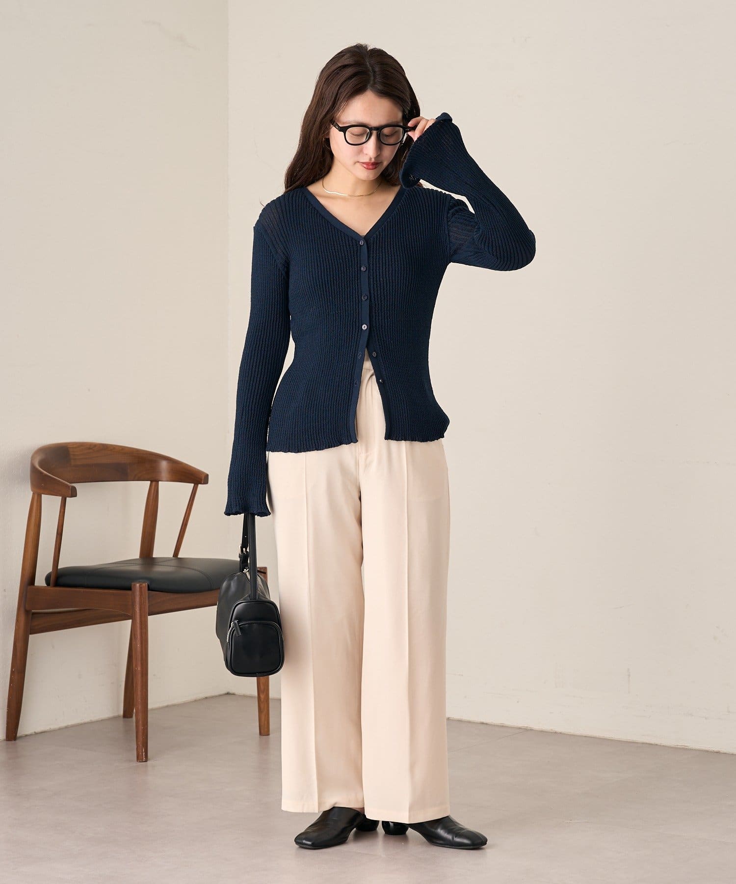 OUTLET(アウトレット) 【Kastane】B シアーリブカーディガン