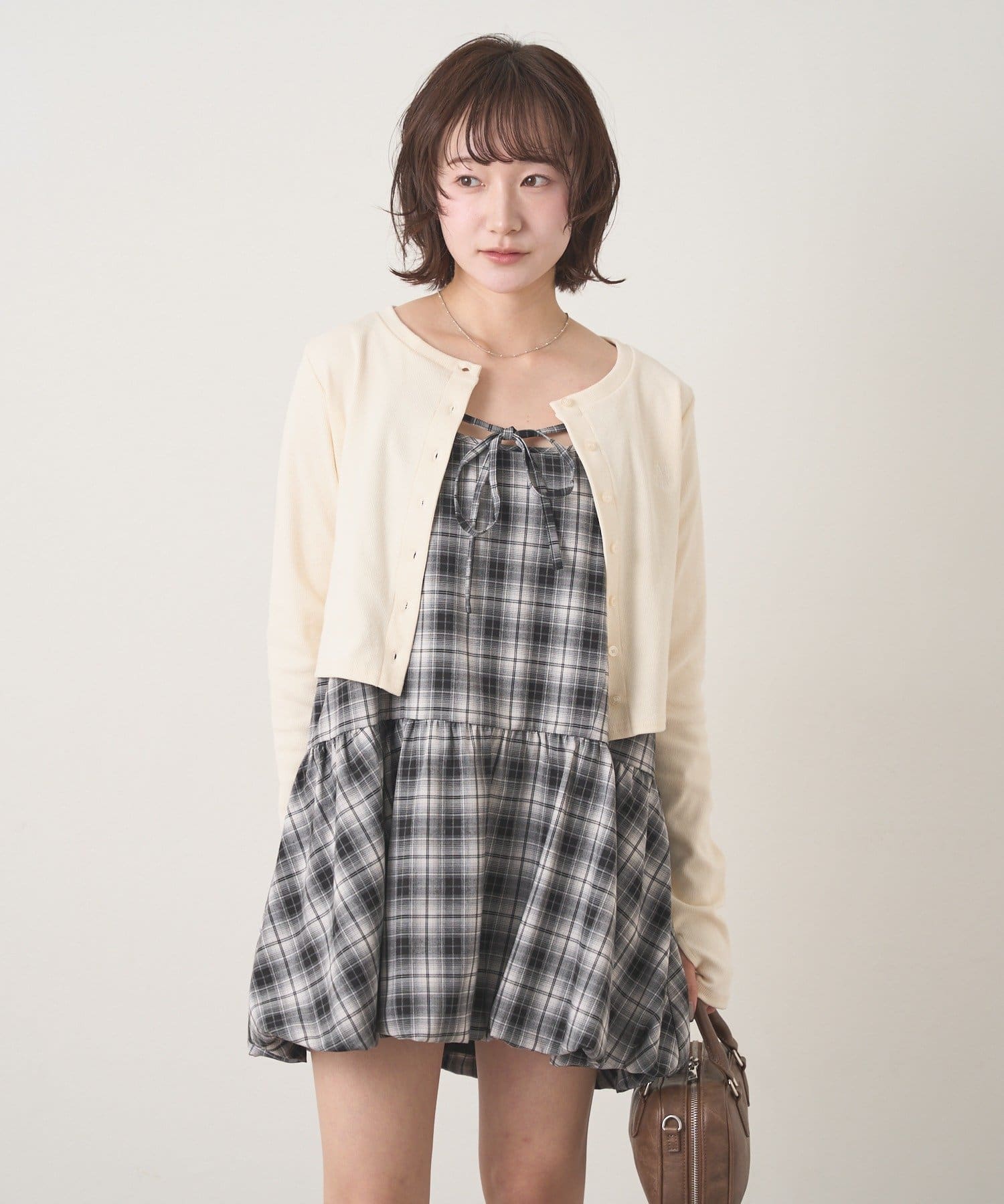 OUTLET(アウトレット) 【mystic】[mline]バルーンチェック キャミワンピ