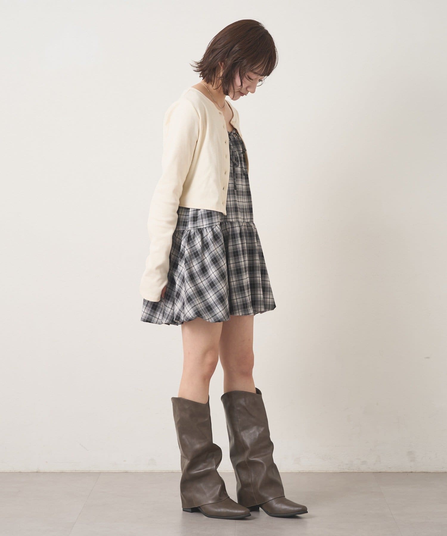 OUTLET(アウトレット) 【mystic】[mline]バルーンチェック キャミワンピ