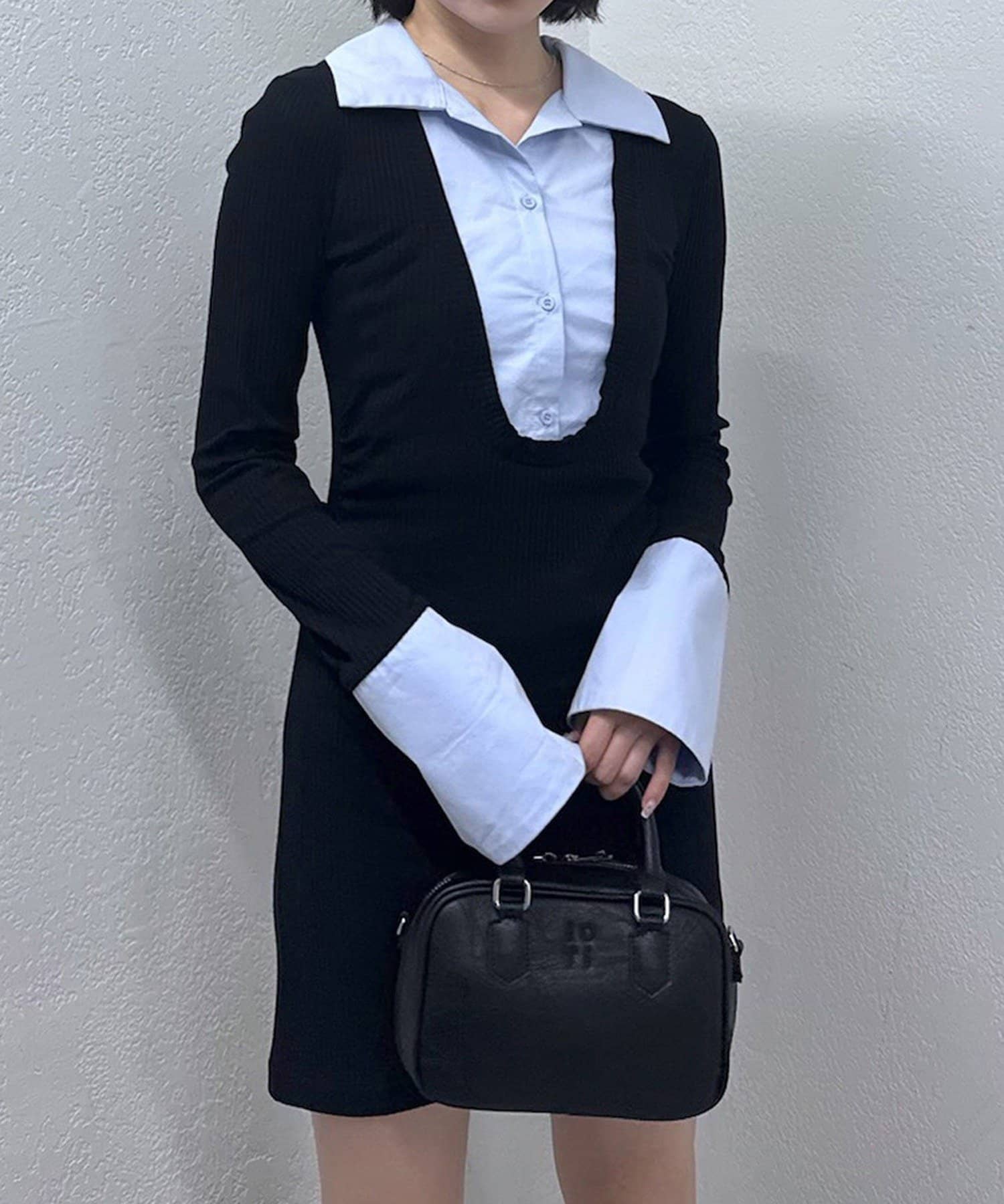 OUTLET(アウトレット) 【mystic】[mline]シャツレイヤード ミニワンピ