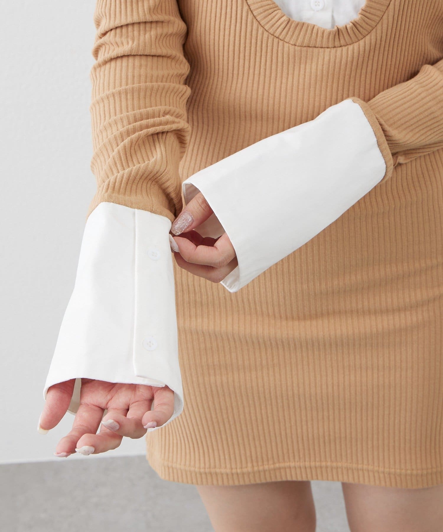 OUTLET(アウトレット) 【mystic】[mline]シャツレイヤード ミニワンピ