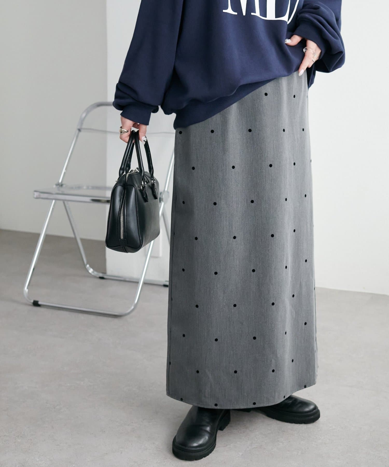 OUTLET(アウトレット) 【Discoat】フロッキードットナロースカート