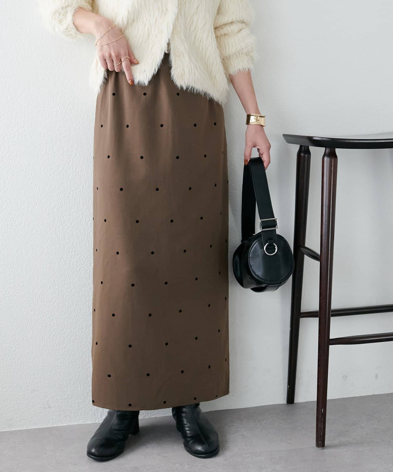 OUTLET(アウトレット) 【Discoat】フロッキードットナロースカート