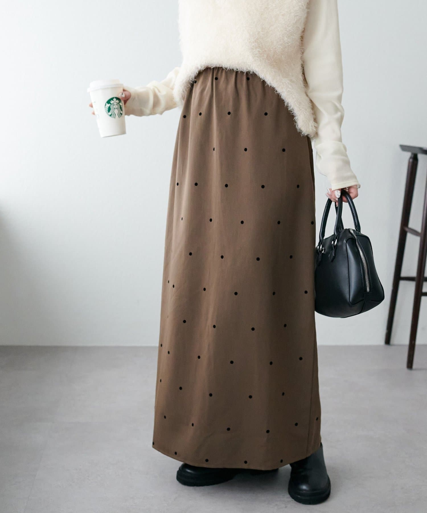 OUTLET(アウトレット) 【Discoat】フロッキードットナロースカート